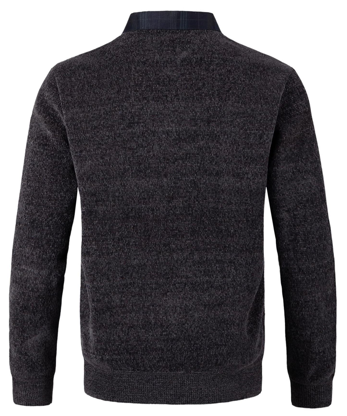 Men’s 2-in-1 V-Neck Sweater – Slim Fit Chenille Pullover with Mock Shirt Collar