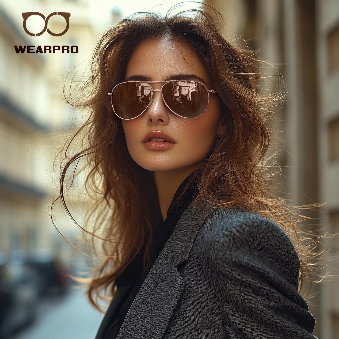 wearPro Sonnenbrille-Herren-Damen-Polarisiert Premium Metallrahmen Sonnenbrillen Unisex mit UV400 Schutz Vintage Schwarz Fahrerbrille