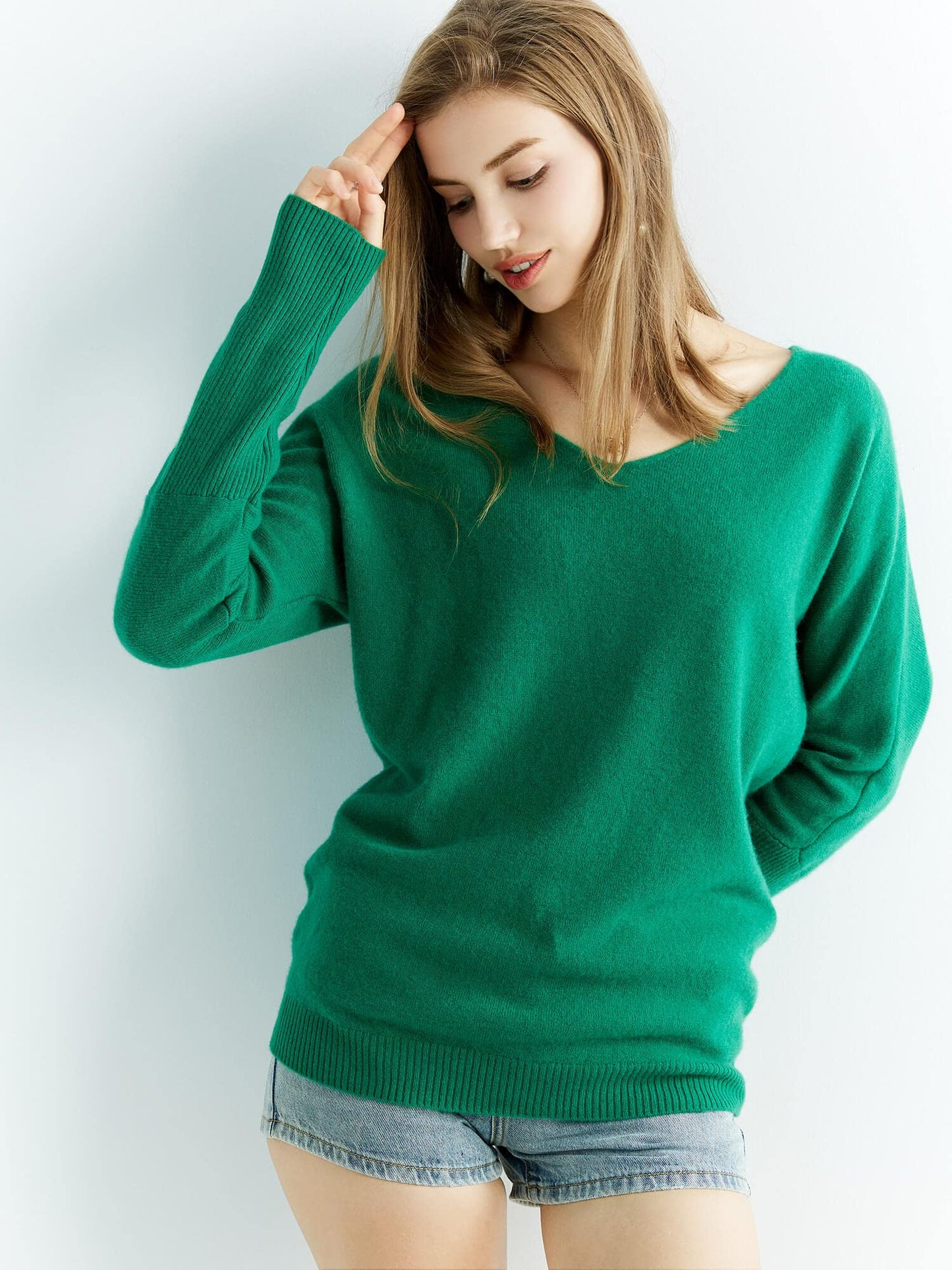 Chanyarn Women’s 100% Merino Wool Sweater – Soft V-Neck Oversized Pullover