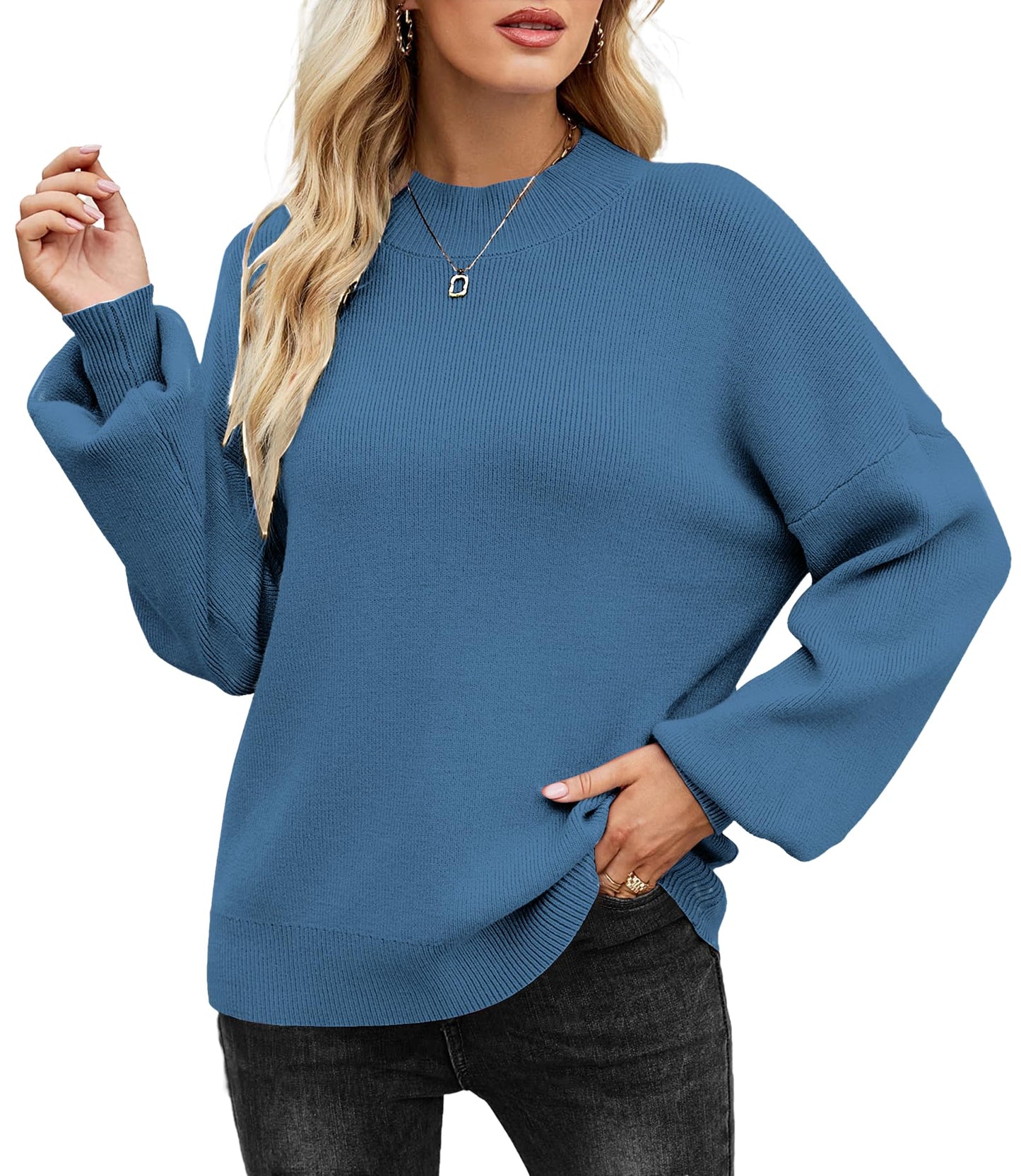 Zeagoo Women’s Puff Sleeve Knit Sweater – Cozy Loose Fit Pullover