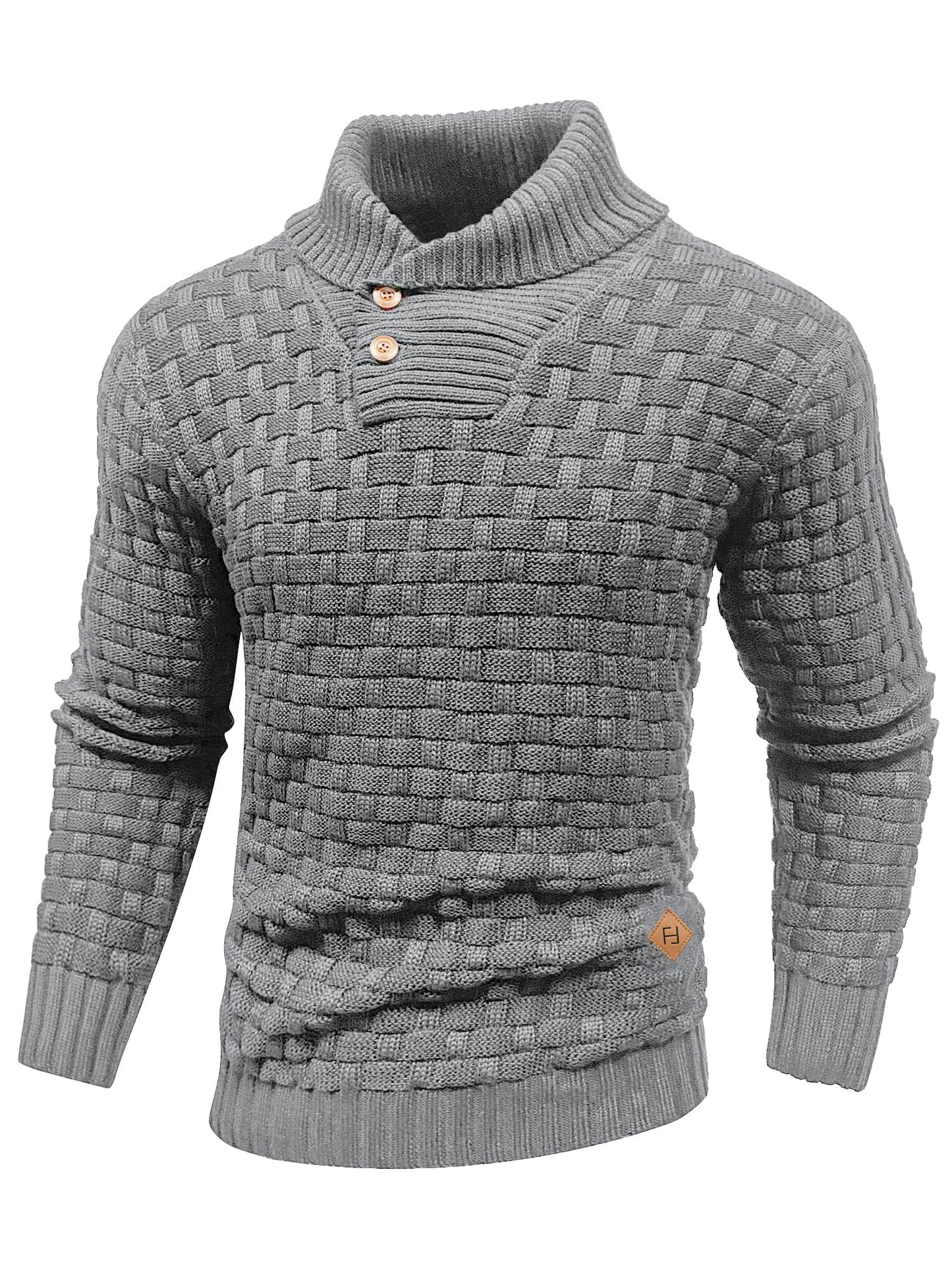 HYPESTFIT Men’s Mock Neck Sweater – Textured Knit Pullover