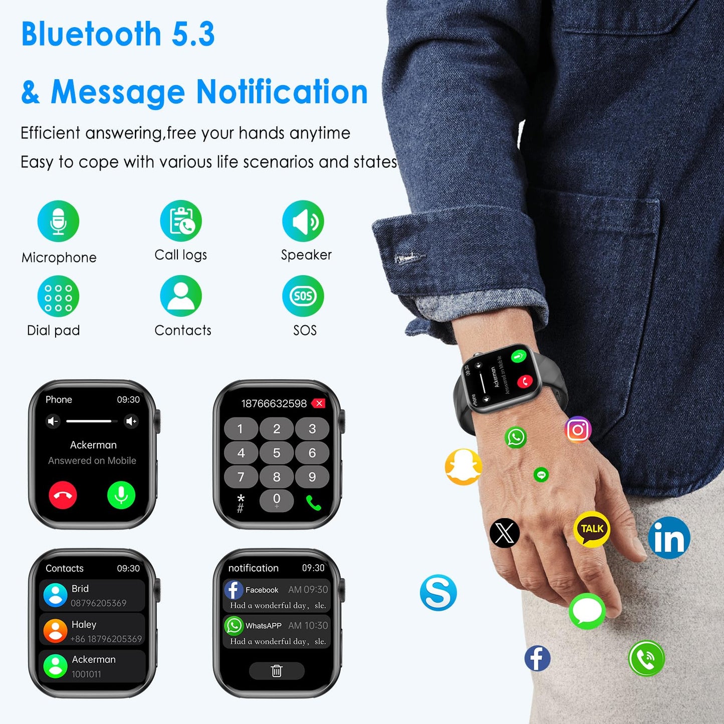 2025 Neue Smartwatch EKG+HRV/Harnsäure/BMI Herren Damen 1,97" AMOLED Gesundheitsuhr mit Telefonfunktion 24H Herzfrequenz SPO2 Blutdruck Körpertemperatur ΒΙυtzυcker Schlafmonitor Fitnessuhr, Schwarz