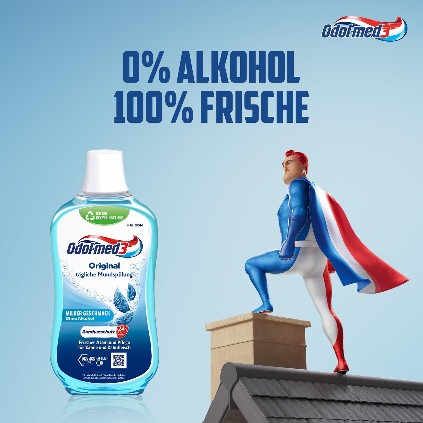 Odol-med3 Mundspülung Original, alkoholfreie Mundspülung, 500ml