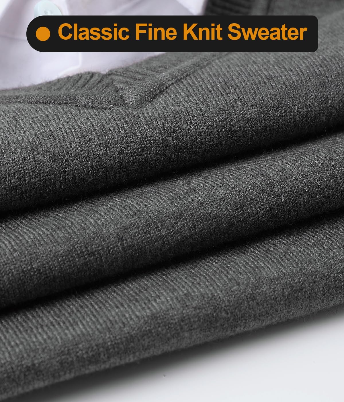 Sungerdasa Men’s 2-in-1 Mock Shirt Collar Sweater – Fine Knit Pullover