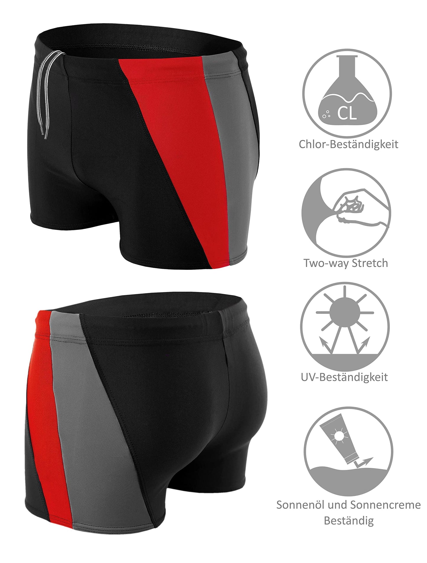 Men’s Short Swim Briefs – Asymmetric Design with Side Stripe