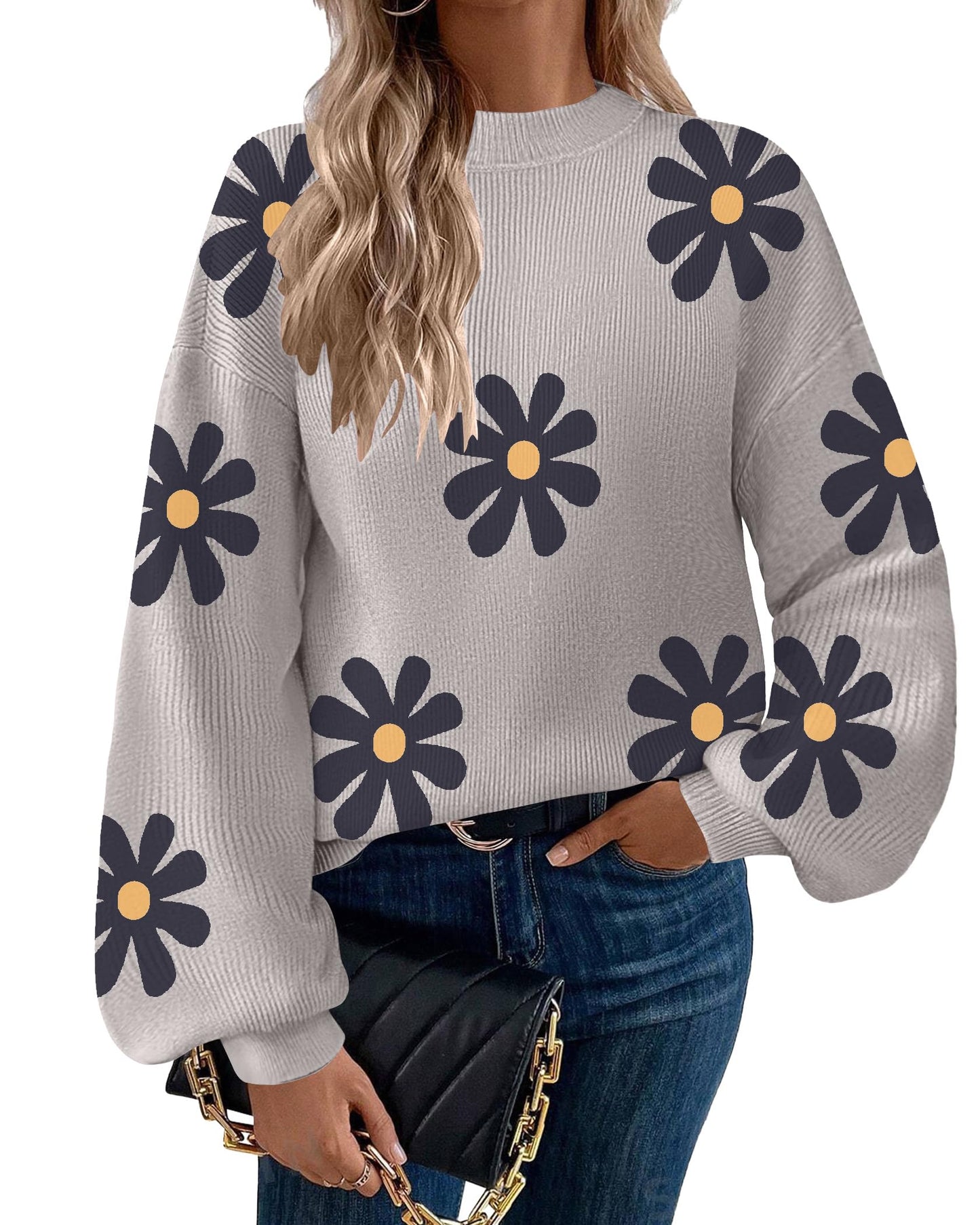 Zeagoo Women’s Puff Sleeve Knit Sweater – Cozy Loose Fit Pullover