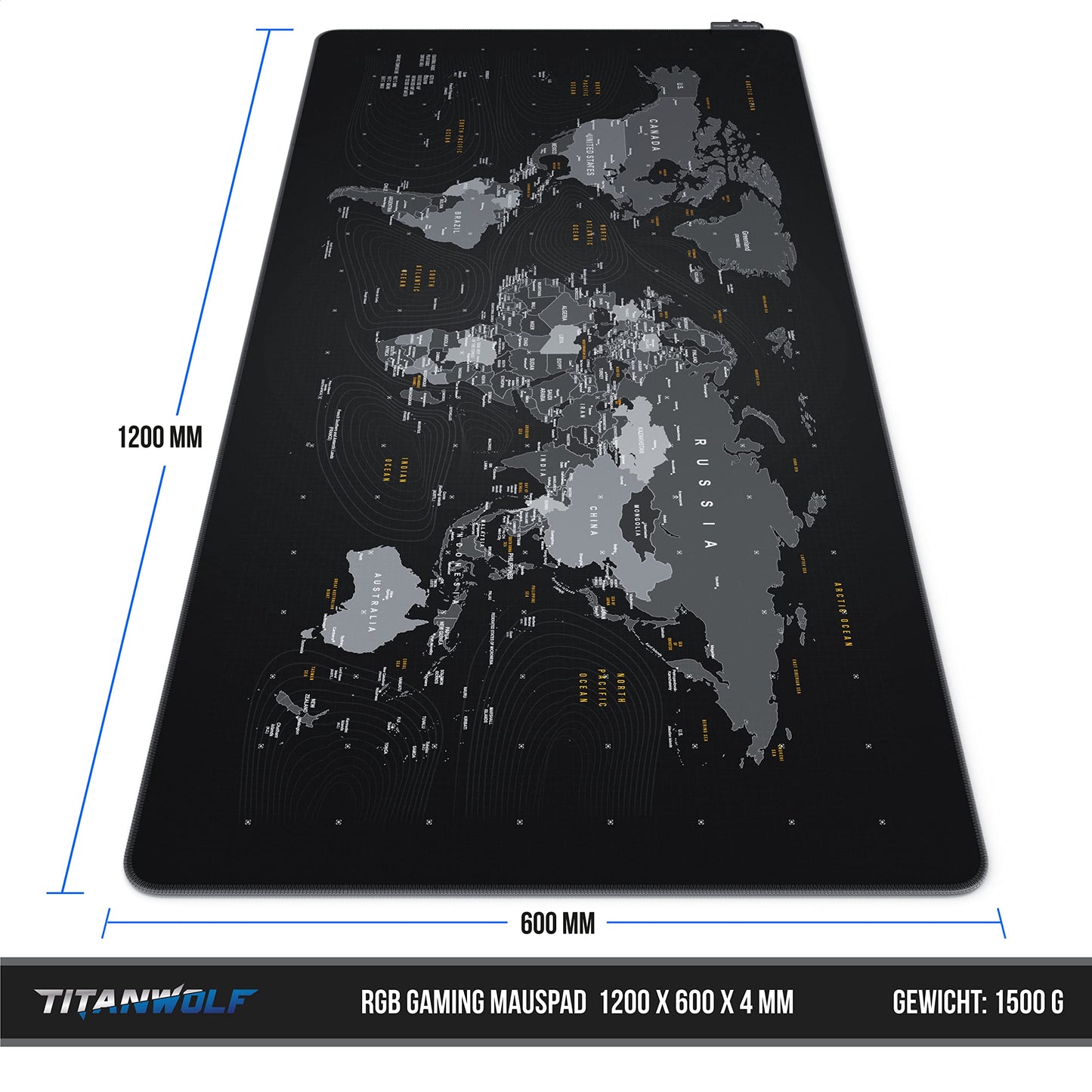 TITANWOLF - RGB Gaming Mauspad - LED Schreibtischunterlage - 800x300 mm - XXL Mousepad - LED Multi Color - 11 Beleuchtungs-Modi - 7 LED Farben Plus 4 Effektmodi - abwaschbar - Stars