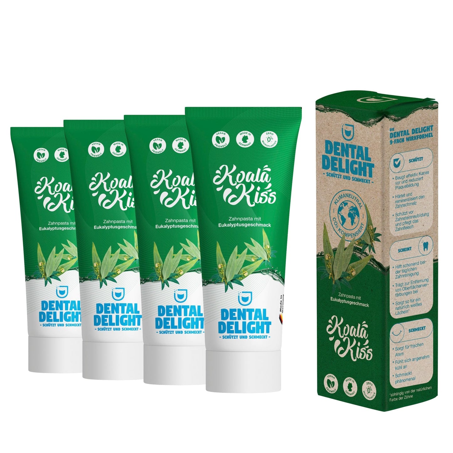 DENTAL DELIGHT Polar Punch Zahnpasta (TESTSIEGER), Vegane Zahnpasta mit Geschmack, Zahncreme (Minze, 4er Pack)