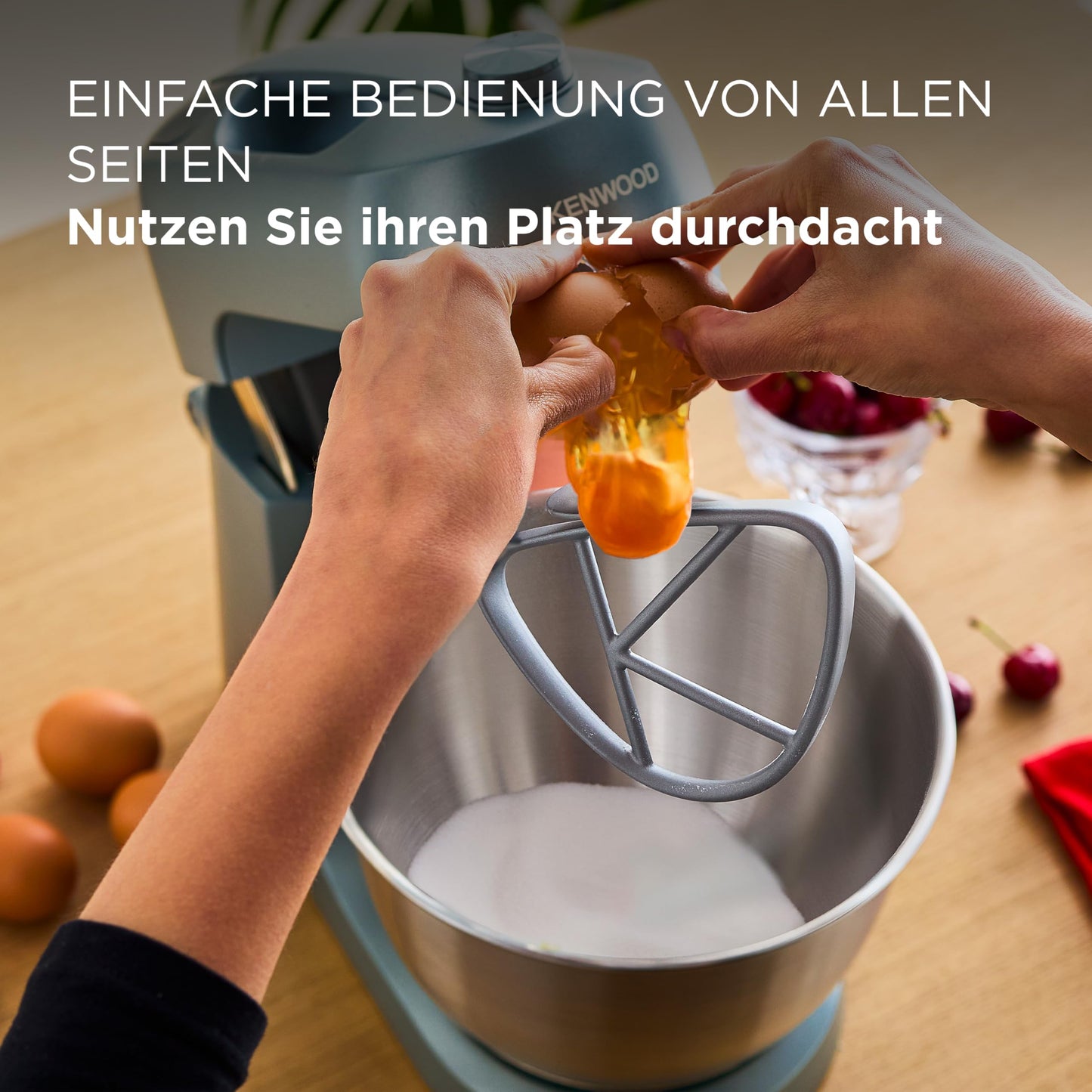 Kenwood MultiPro Go FDP22.130GY, Kompakt-Küchenmaschine nur 30cm hoch, zum Schneiden, Reiben, Pürieren und Teig Kneten, Express-Serve, 1,3 l Arbeitsbehälter, 650 W, Blau