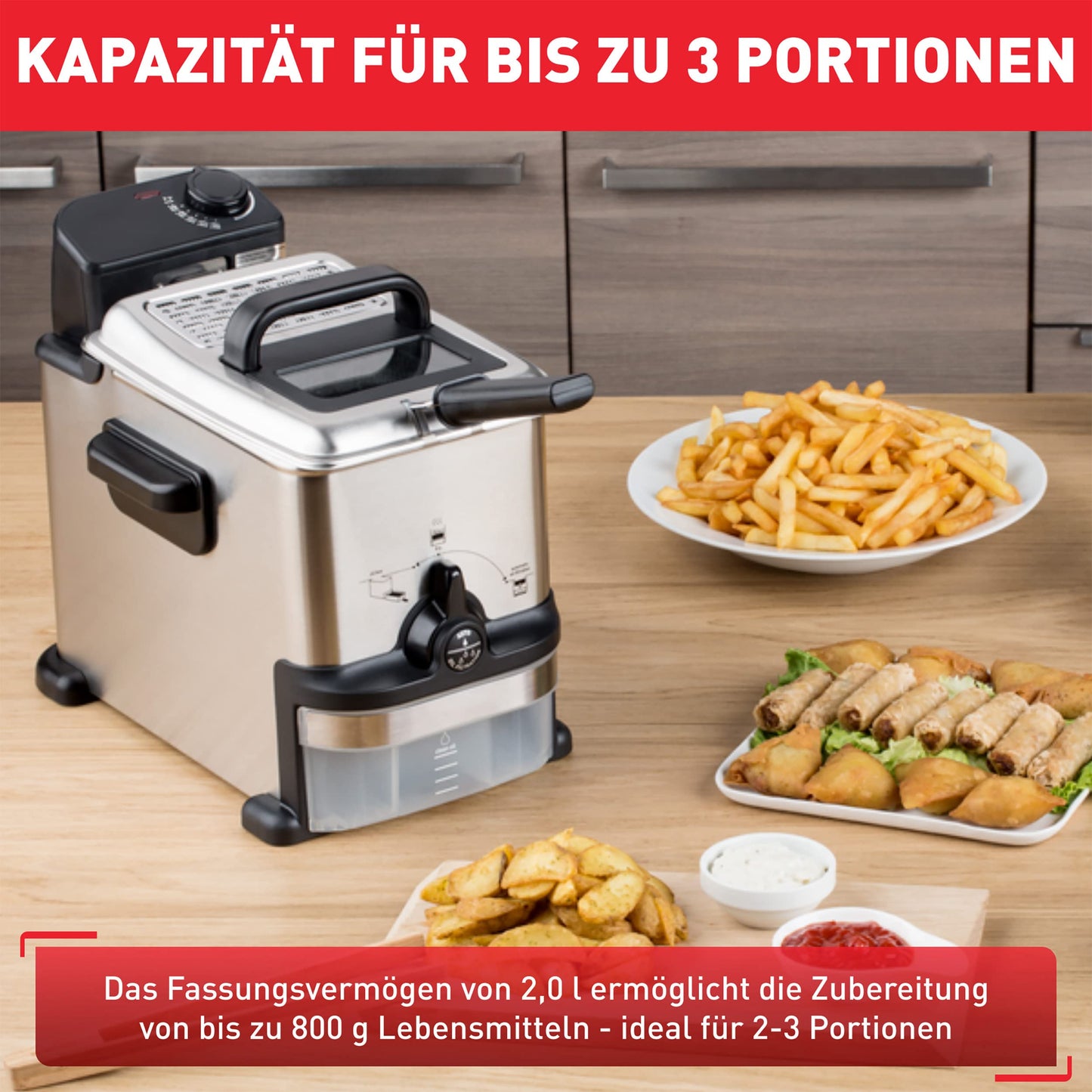 Tefal Oleoclean Pro Inox & Design Fritteuse, 2300W, Kapazität 1,2 Kg, Herausnehmbarer Ölbehälter, Automatische Öl/Fett Filterung, Timer, Thermostat, 3.5 L, Friteuse schwarz, Edelstahl, FR8040