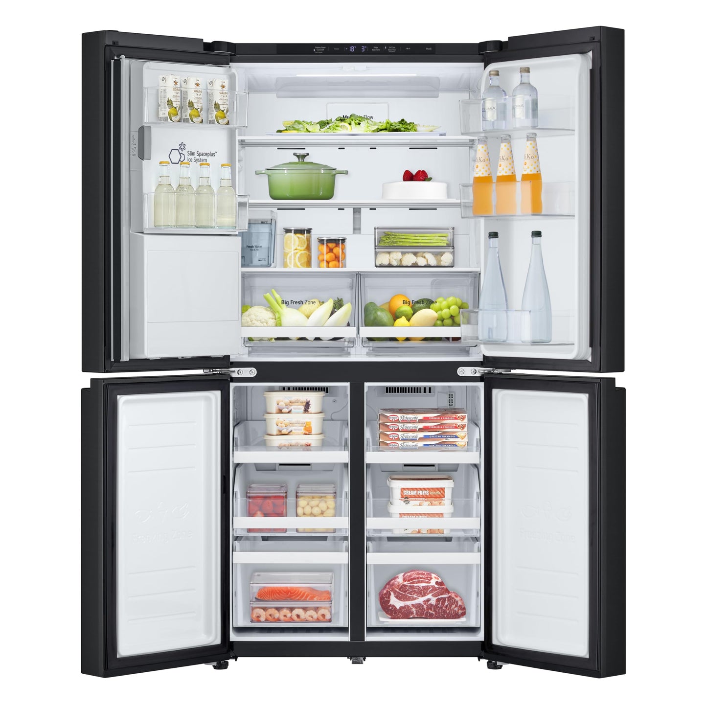LG GML861EPPE Side by Side Slim Refrigerator, Class E, 506 L, Multi-Door Refrigerator with Freezer, Ice, Crushed Ice and Water Dispenser with UVnano, Total NoFrost, Smart Inverter Compressor, Wi-Fi
