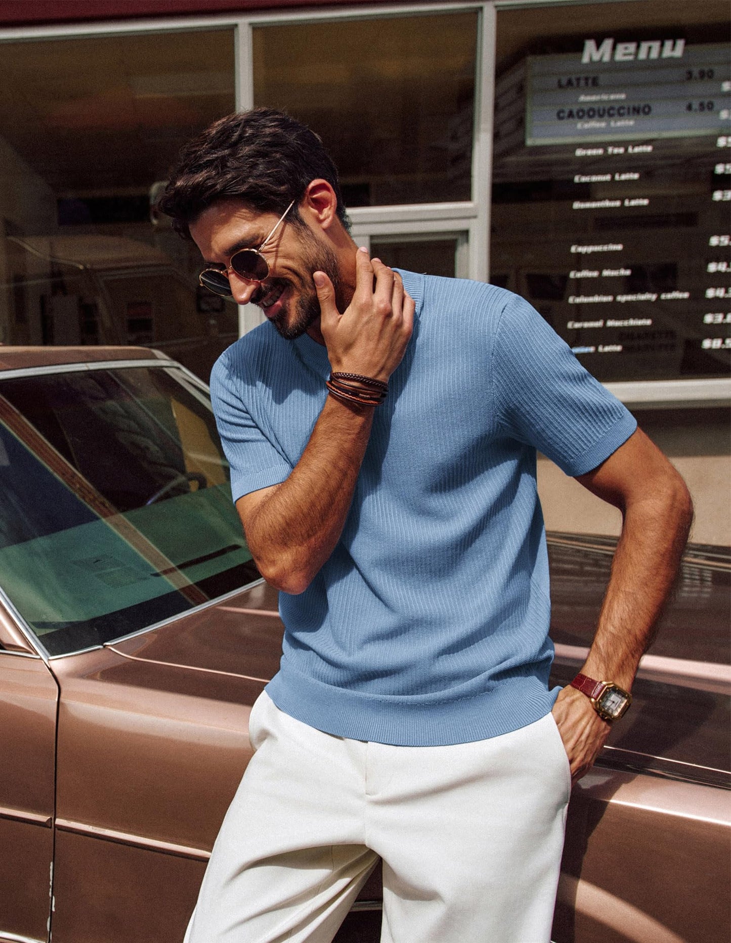 Men’s Short Sleeve Knitted Crew Neck T-Shirt