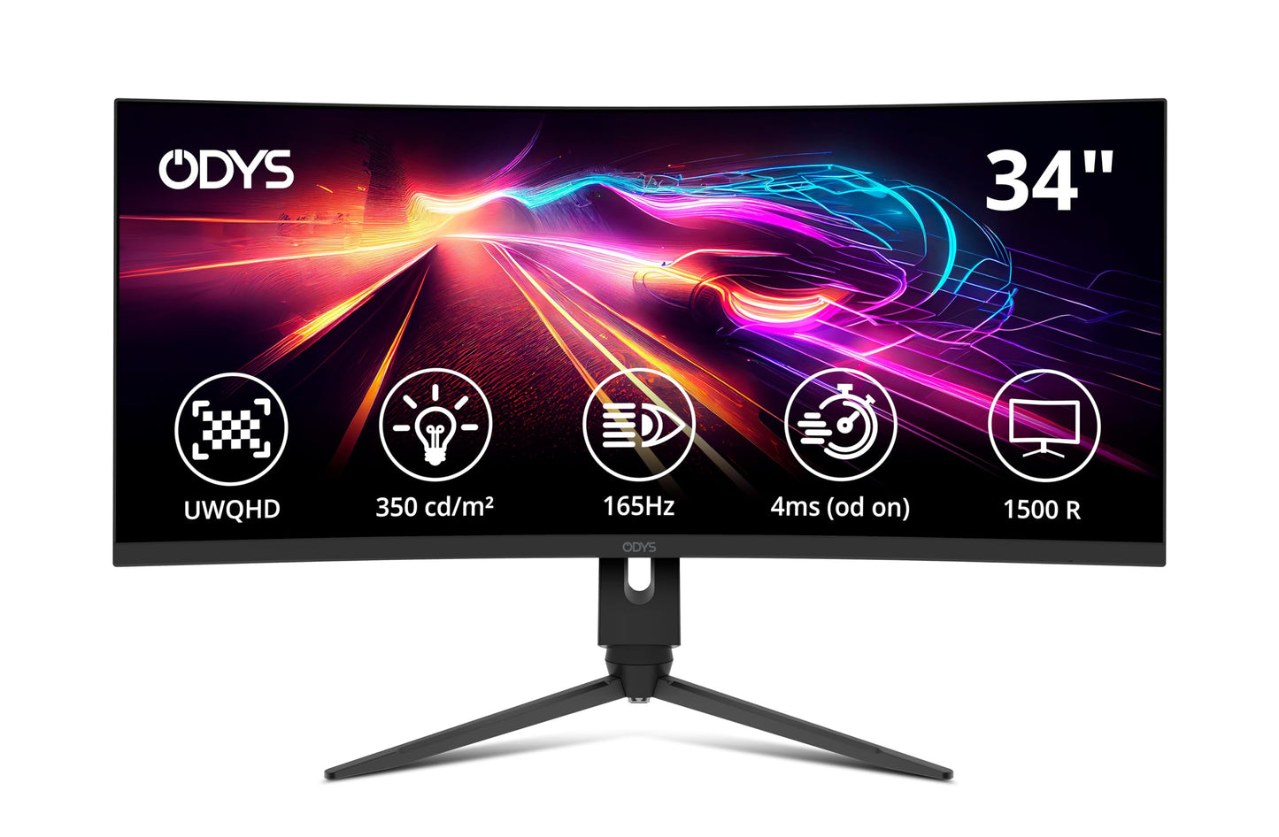 ODYS i27 Monitor - 27-Zoll-Bildschirm im rahmenlosen Design, Full HD, 100 Hz, mit HDR, IPS Panel, FreeSync, HDMI, USB-C, 3,5mm Audio
