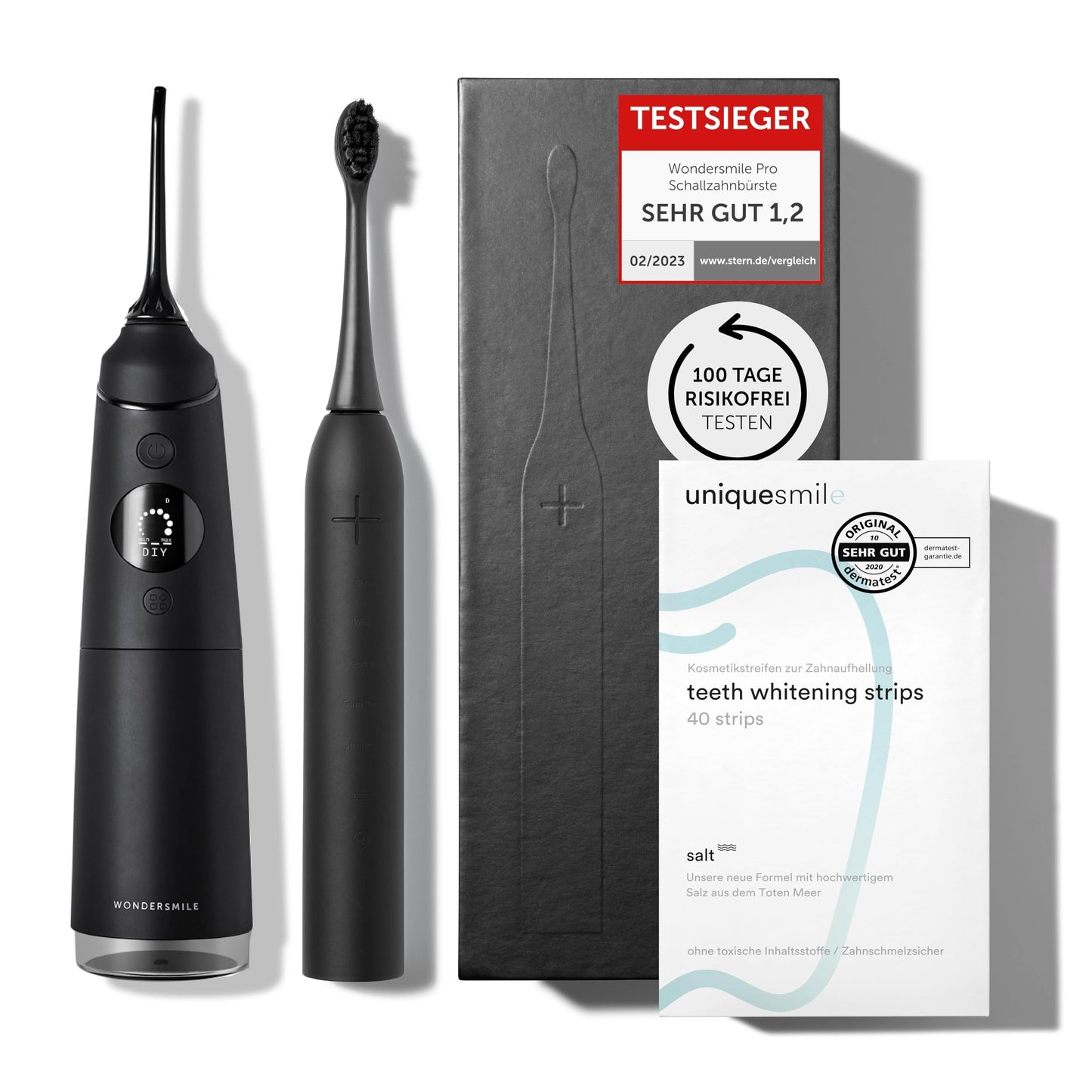 Uniquesmile Zahnaufhellung Whitening Strips - Testsieger 2024-100 Tage risikofrei testen - frei von Peroxid - innovative Formel mit natürlichen Inhaltsstoffen (Sparset 40 Stück)
