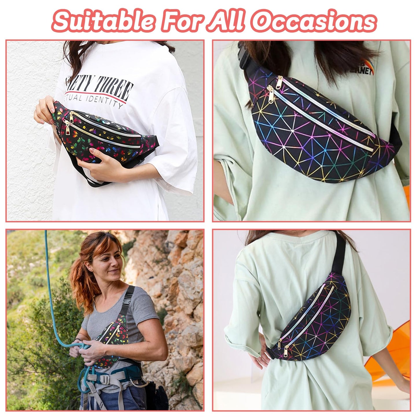 Girls' Butterfly Fanny Pack – Stylish PU Leather Waist Bag with Keychain