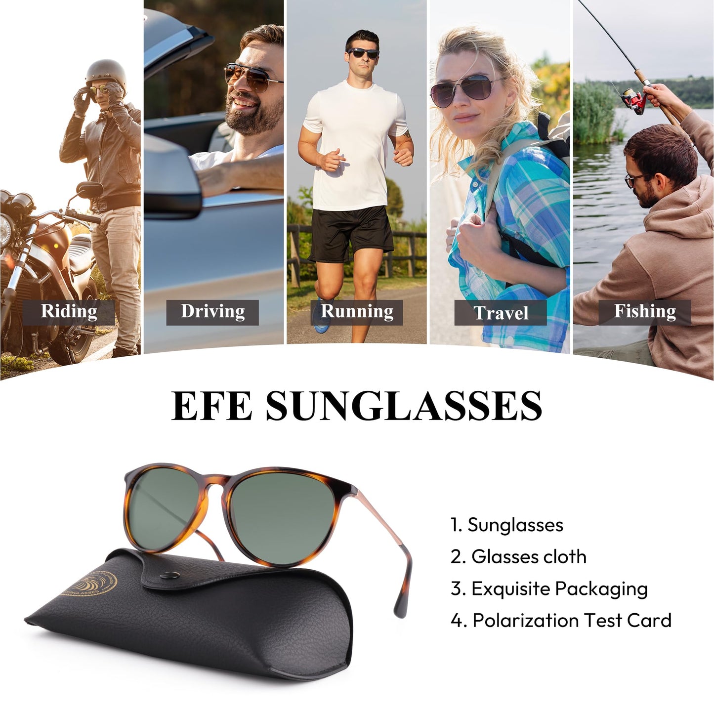 EFE Sonnenbrille-Herren-Damen-Polarisiert-Rechteckig-Sonnenbrillen Unisex Retro Klassische Vintage Polarisierte Brille UV400 Schutz Classic Sunglasses Eckig für Fahren