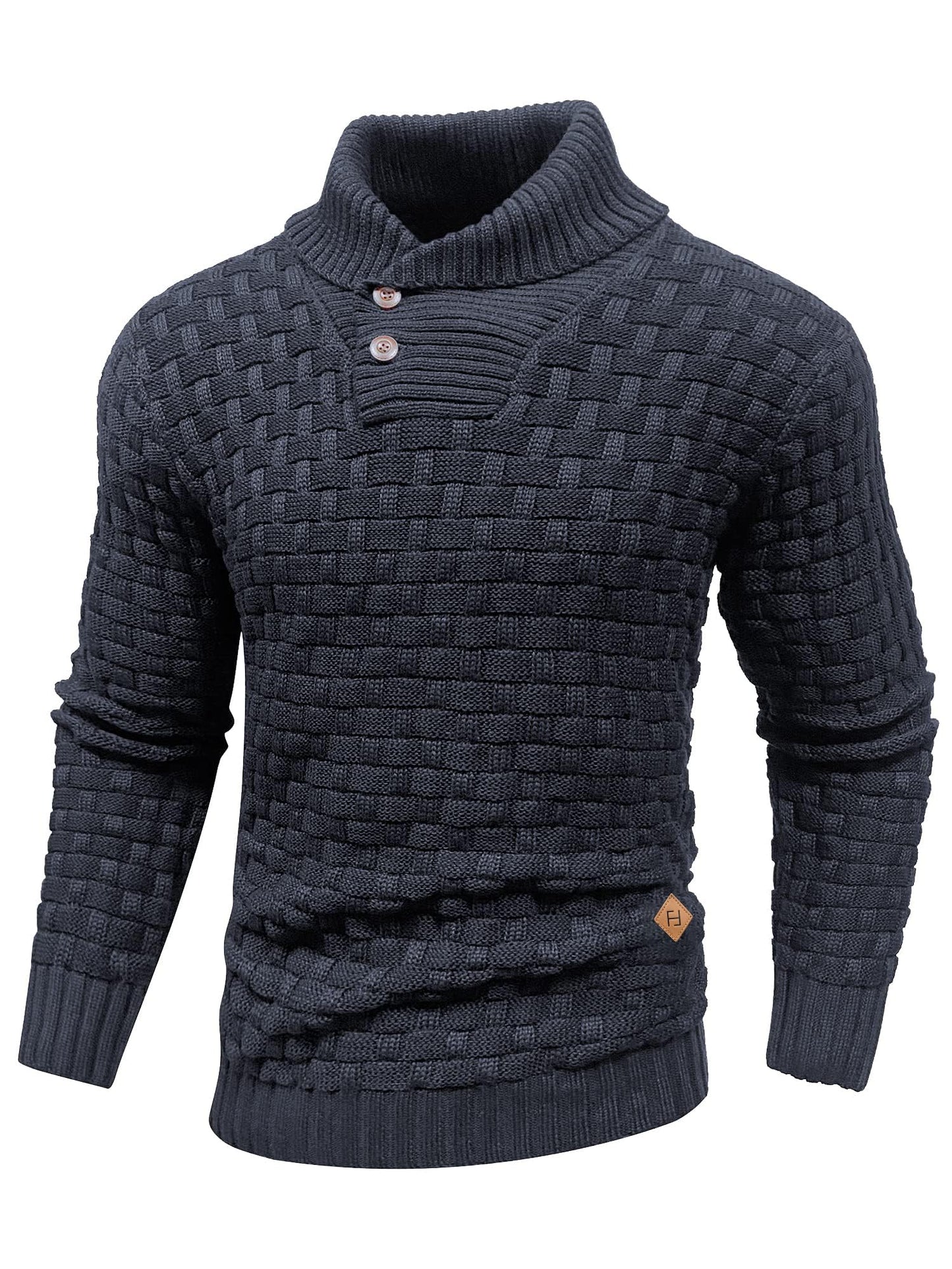 HYPESTFIT Men’s Mock Neck Sweater – Textured Knit Pullover