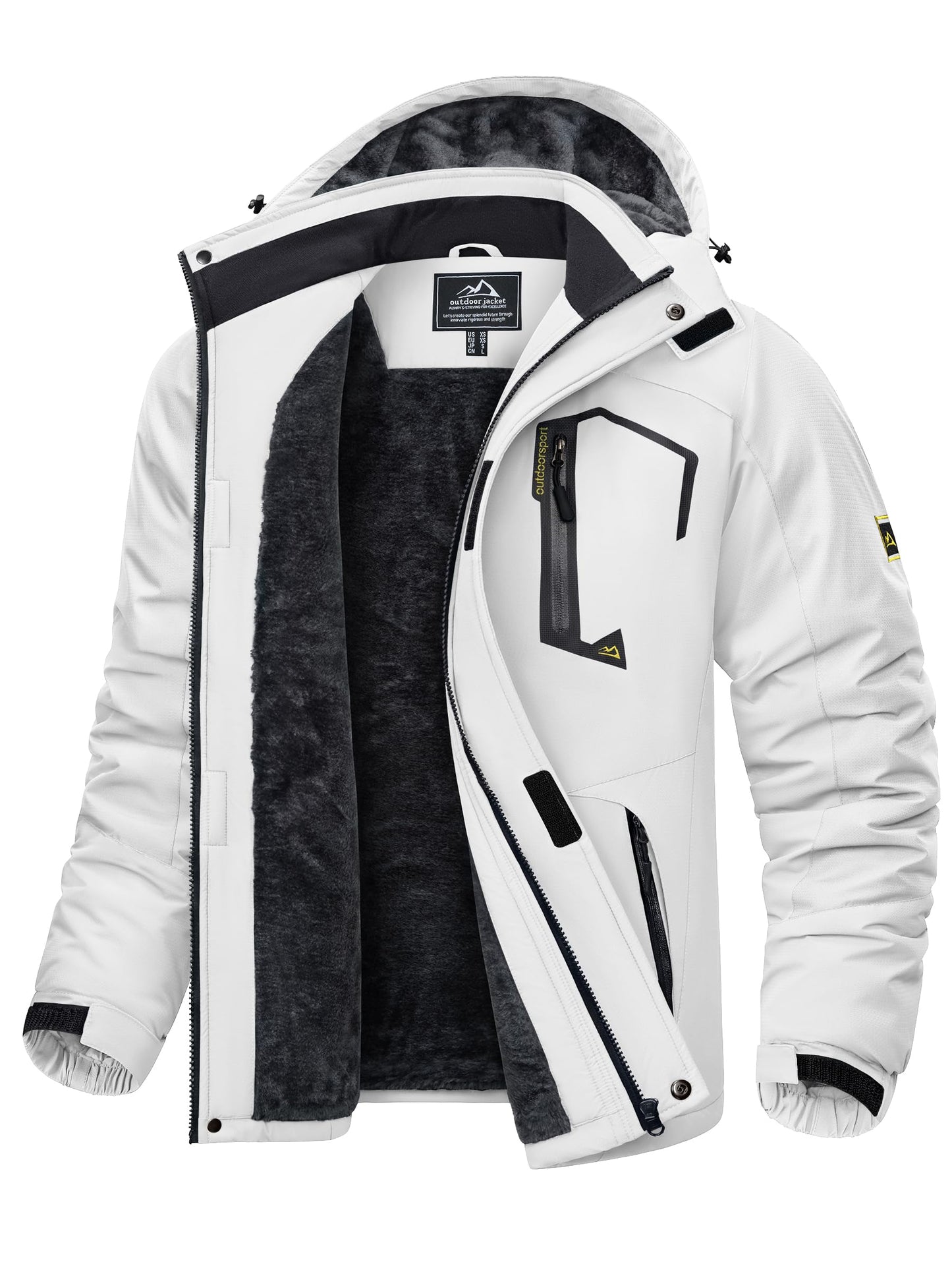 KEFITEVD Herren Skijacke Atmungsaktiv Warm Gefüttert Winterjacke mit Abnehmbarer Kapuze Snowboardjacke Wasserdicht Outdoorjacke