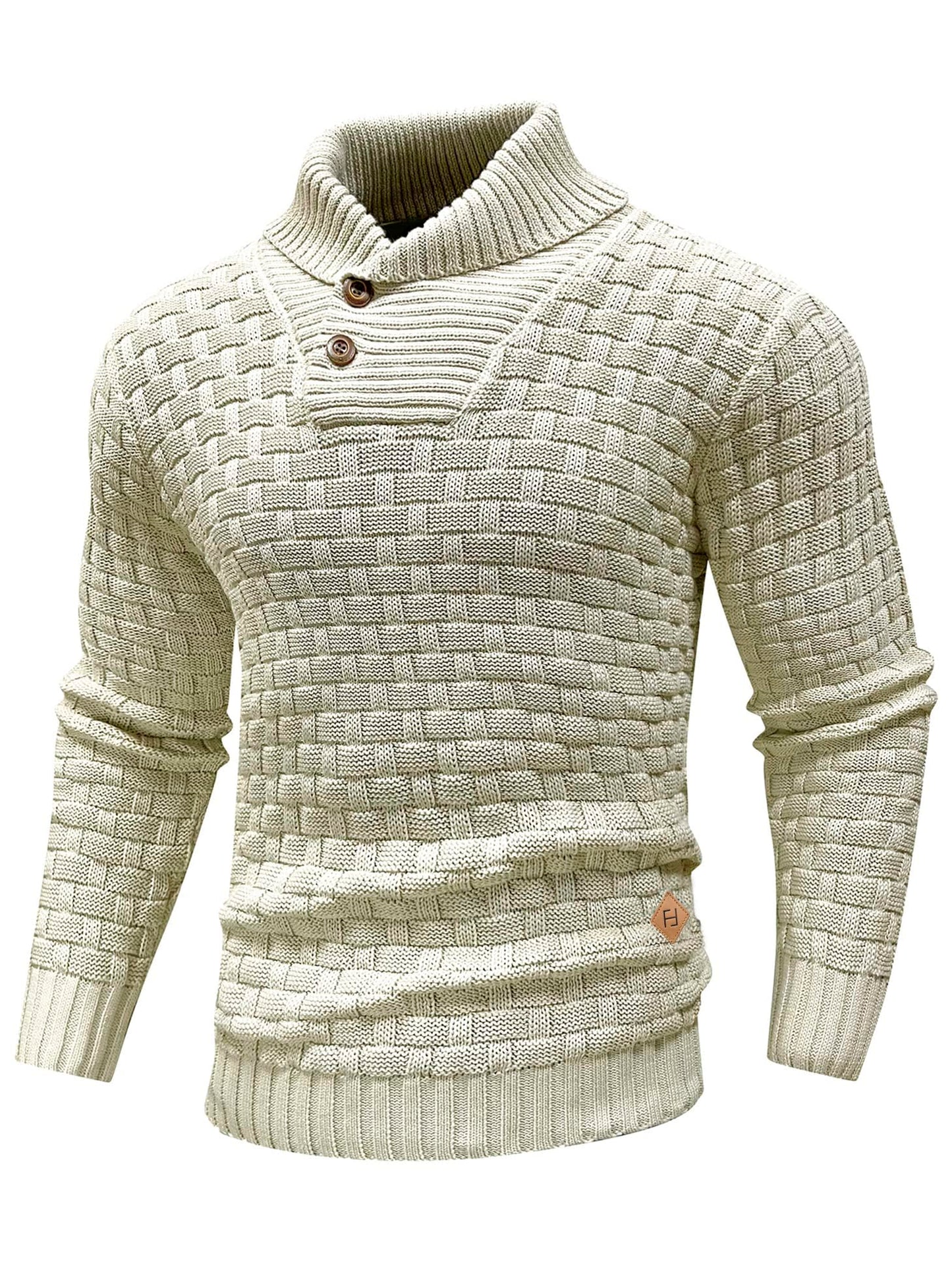 HYPESTFIT Men’s Mock Neck Sweater – Textured Knit Pullover