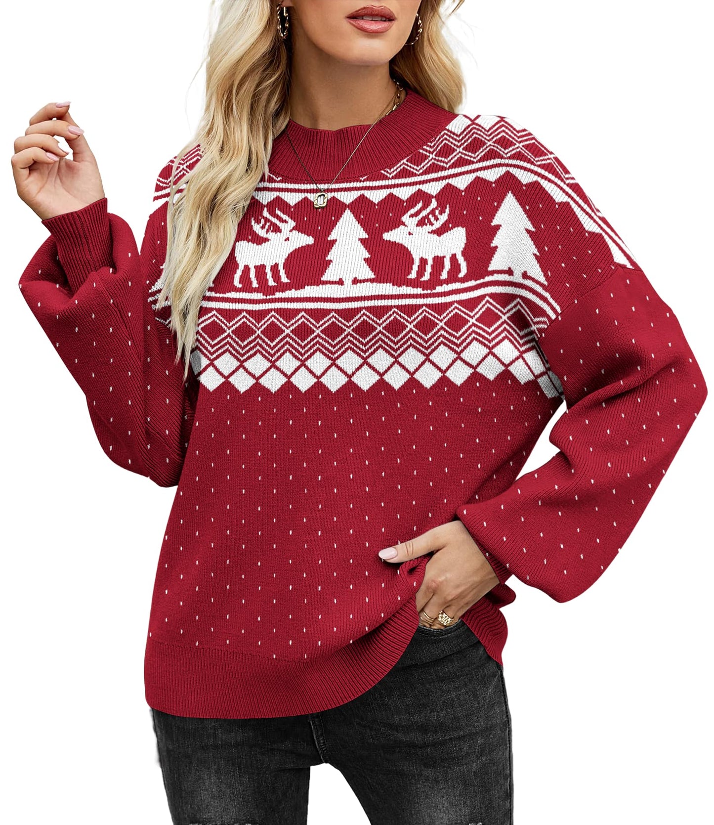 Zeagoo Women’s Puff Sleeve Knit Sweater – Cozy Loose Fit Pullover