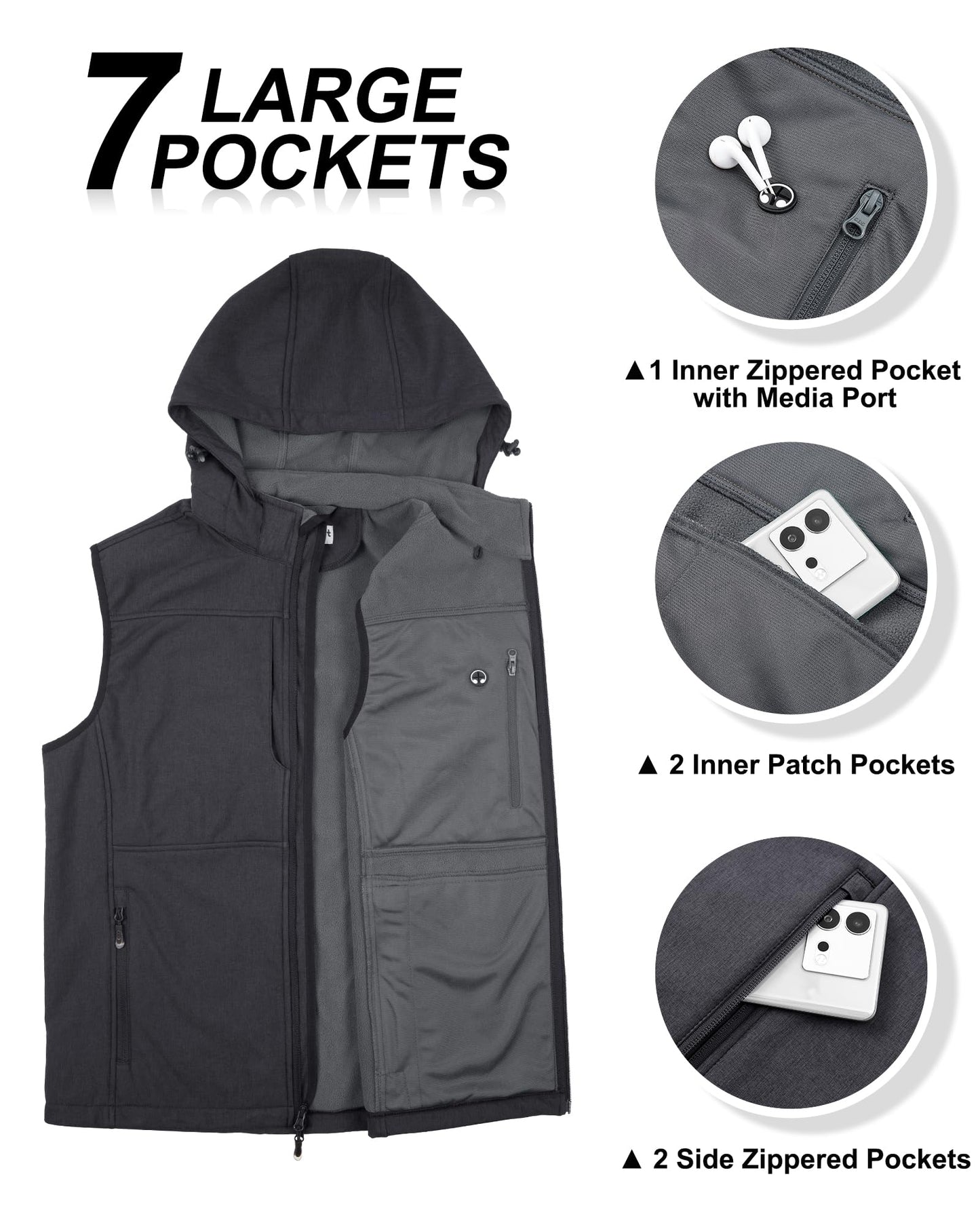 Men’s Outdoor Softshell Vest – Waterproof Sleeveless Jacket