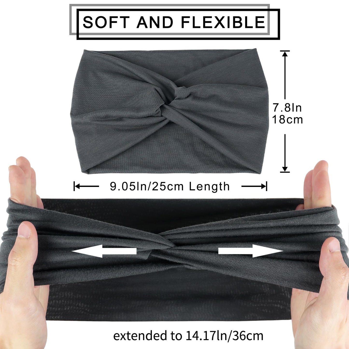 BELEVO Haarband Damen, Extra Breit Stirnband Damen Dünn 18cm Haarbänder Elastische Stirnbänder Weiche Haarreifen Headband Haarschmuck für Yoga Sport 4 Stück