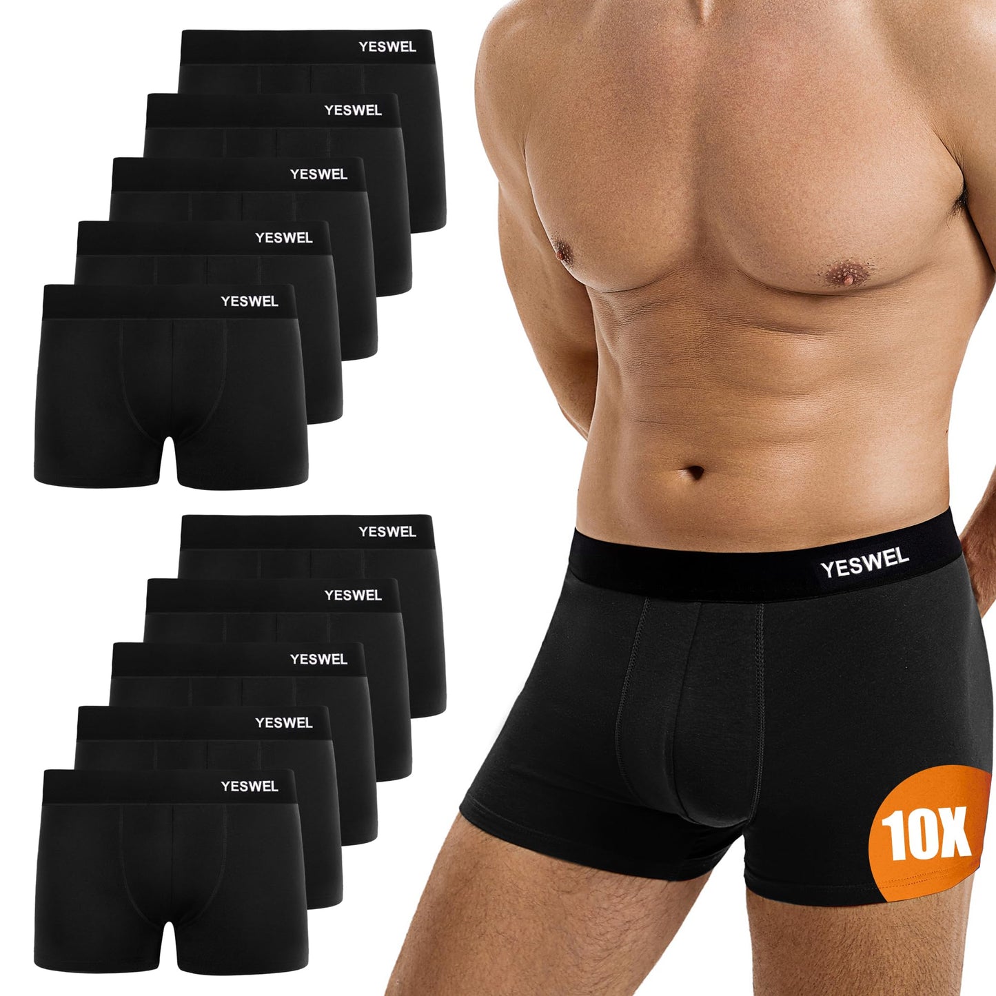 YESWEL Men’s Boxer Shorts 10-Pack
