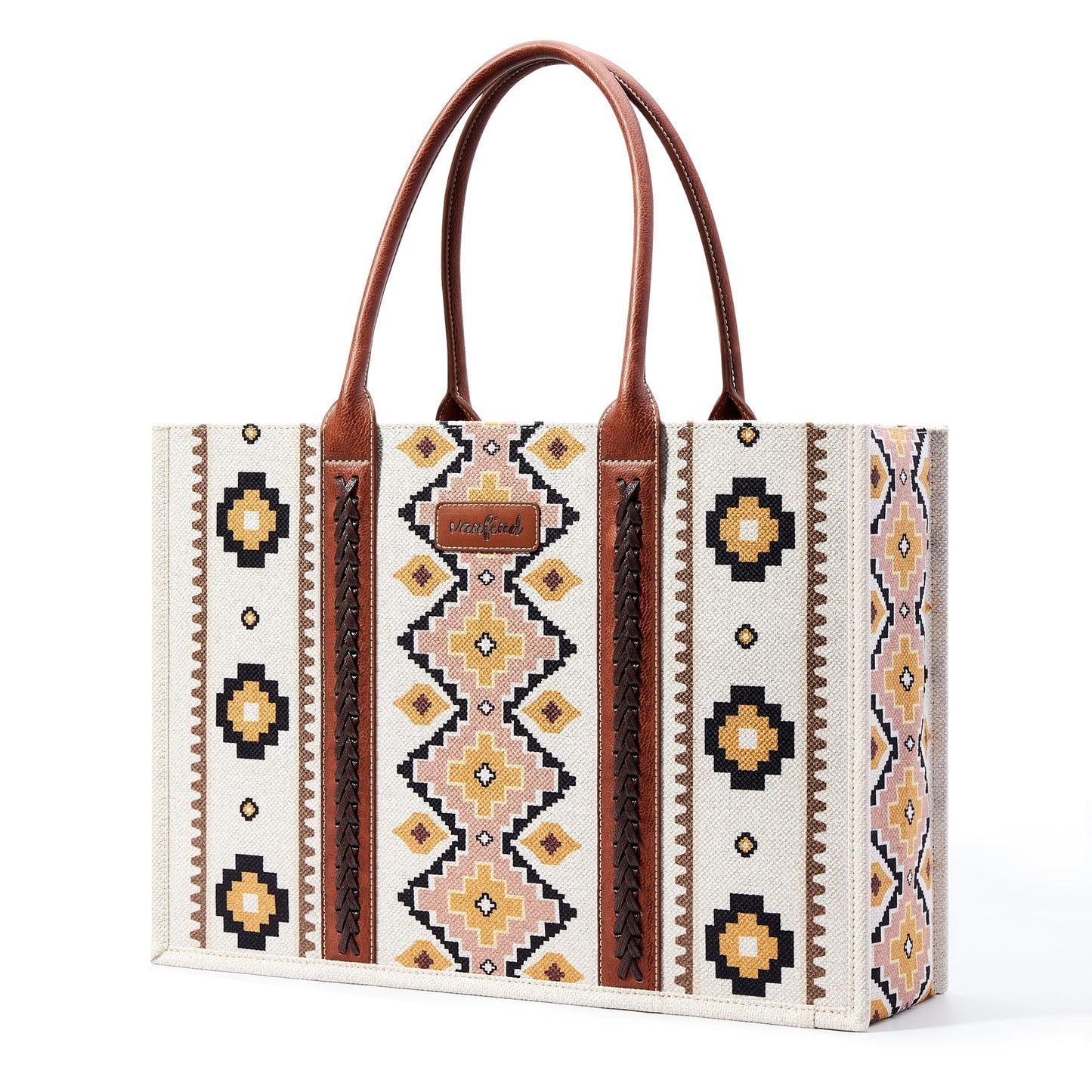 KALIDI Tote Bag for Women – Aztec Pattern Canvas Shoulder Bag