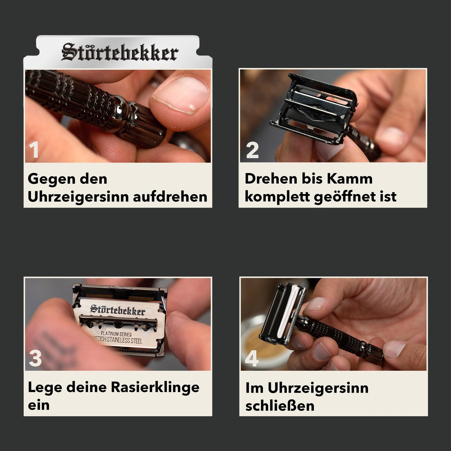 Störtebekker® Premium Rasierhobel ‘Hamburg’ im handgefertigten Leder-Etui - *TESTSIEGER* Stiftung Warentest (12/2024) - Rasier-Set mit 10 Rasierklingen, Reise-Etui & eingebautem Spiegel - Nassrasierer