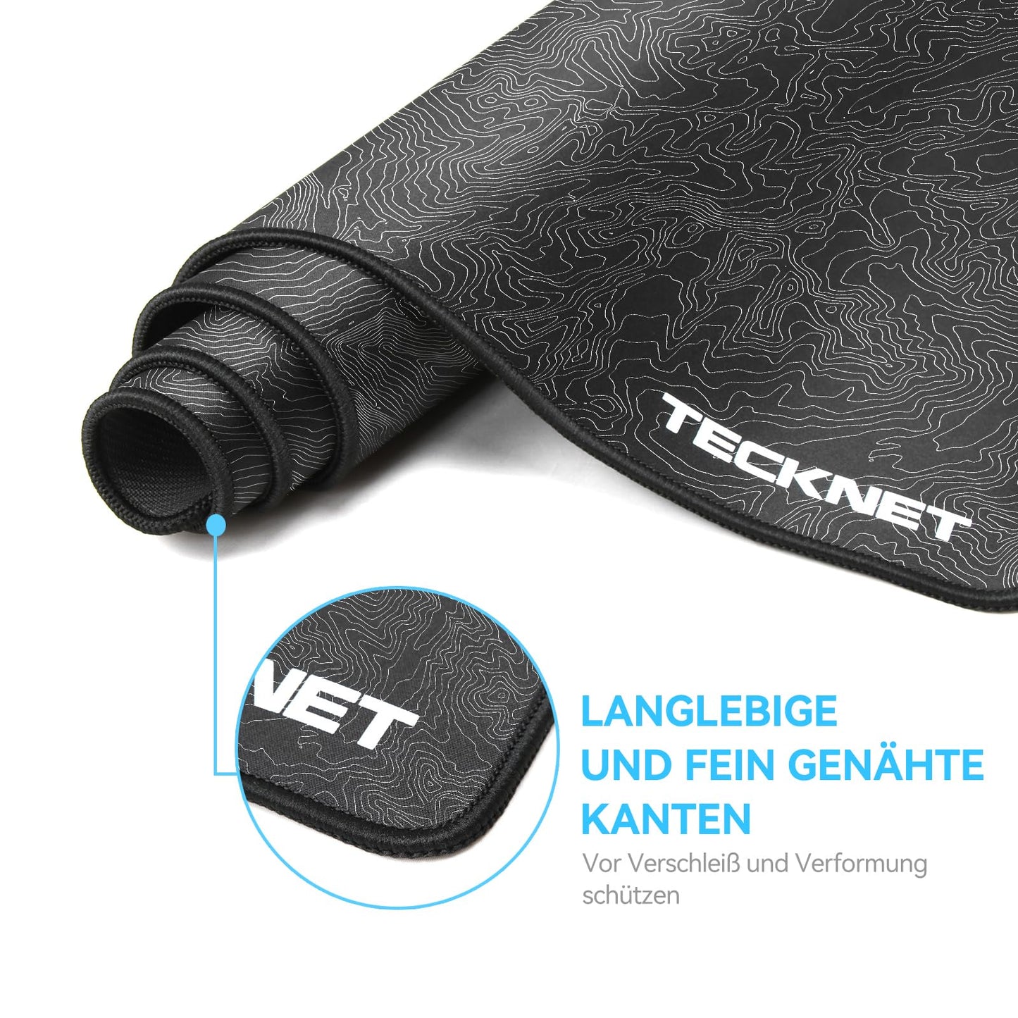 TECKNET Mauspad XXL Speed Gaming, 900x400 mm Schreibtischunterlage Schwarz, Gamer Mouse Pad, Wasserdicht mousepad, Spezielle Oberfläche Verbessert Präzision und Geschwindigkeit, rutschfeste Gummibasis