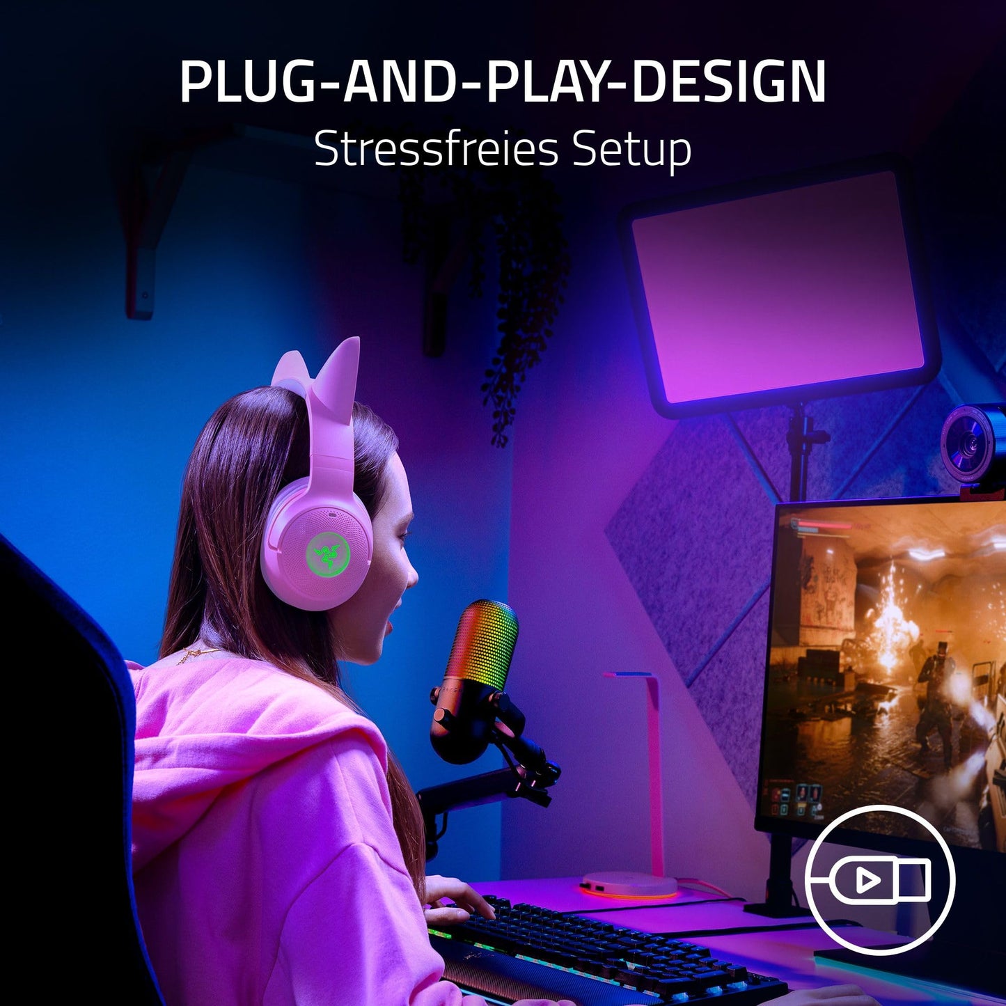 Razer Seiren V3 Mini - Ultrakompaktes USB-Mikrofon (14mm Supernieren Kondensatormikrofon, Tap-to-Mute-Sensor mit LED-Anzeige, integrierter Stoßdämpfer, Plug-and-Play Design) Schwarz