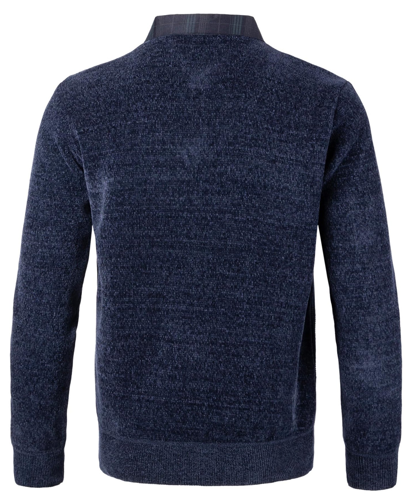 Men’s 2-in-1 V-Neck Sweater – Slim Fit Chenille Pullover with Mock Shirt Collar