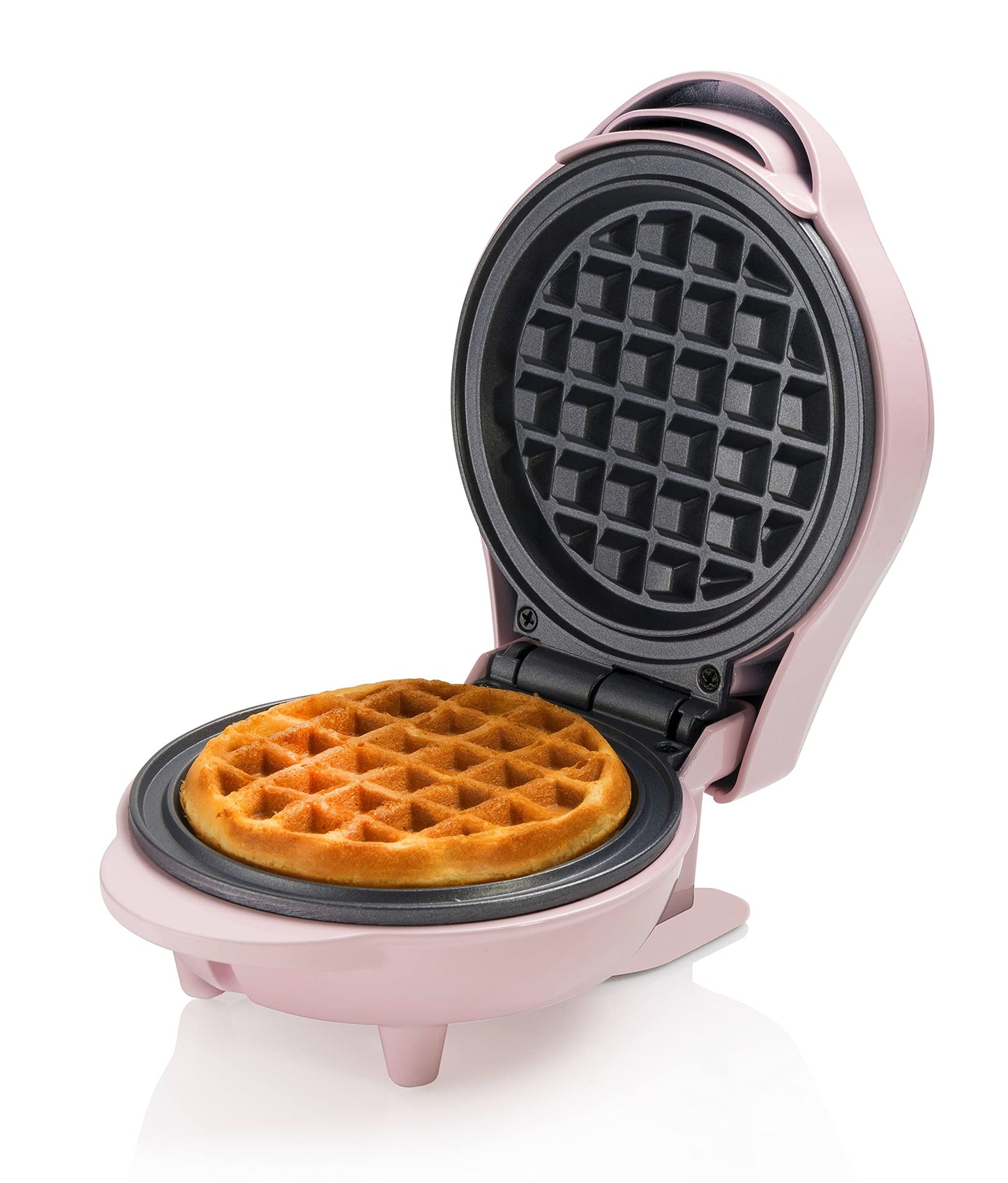 Bestron Mini-Waffeleisen für klassische Waffeln, kleiner Waffelmaker mit Antihaftbeschichtung, für Kindergeburtstage, Familienfeiern, Ostern oder Weihnachten, Retro Design, 550 Watt, Farbe: Rosa