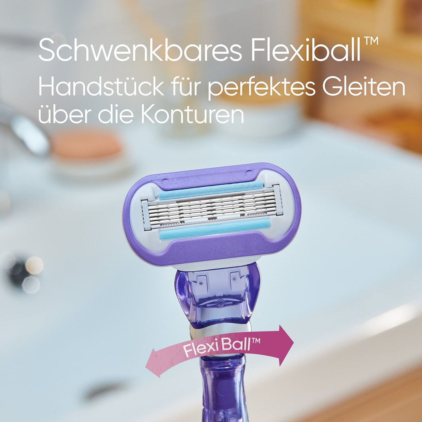 Gillette Venus Deluxe Smooth Swirl Rasierer Damen mit Feuchtigkeitsstreifen für Hautschutz, Damenrasierer + 3 Rasierklingen