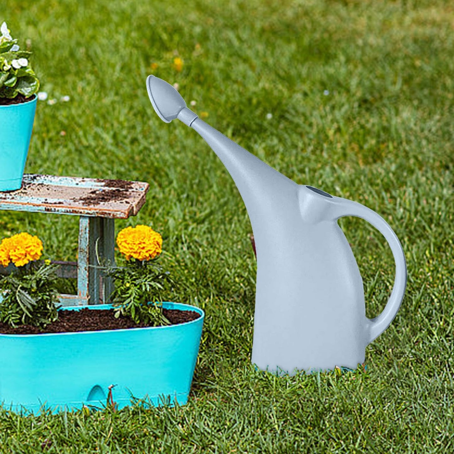MagiDeal Garten-Gießkanne, 4L Langer Auslauf Große Gießkanne für Zimmerpflanzen,Pflanzen, Garten, Drinnen und Draußen, Grün