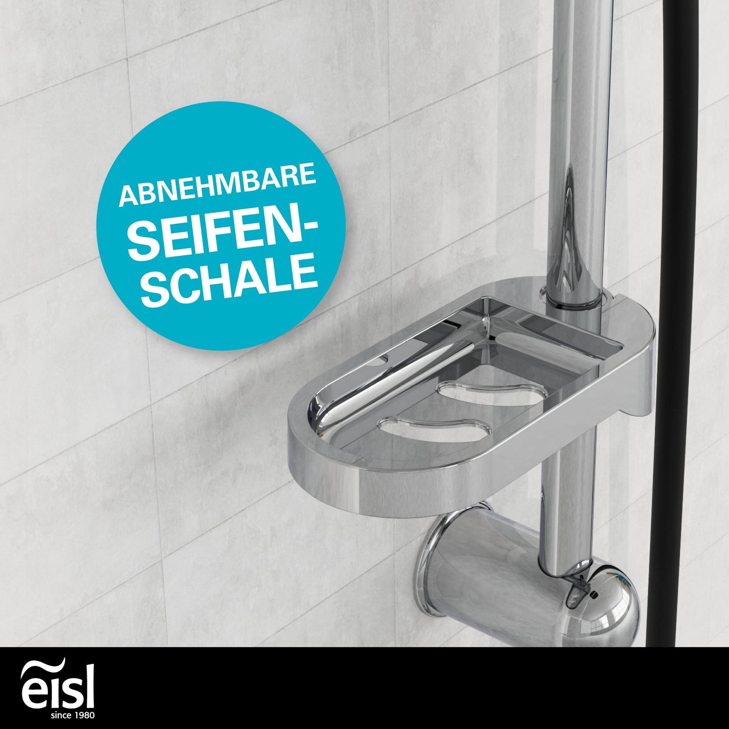 EISL Duschset EASY FRESH, Duschsystem ohne Armatur 2 in 1 mit großer Regendusche (250 x 200 mm) und Handbrause, Regendusche ohne Armatur ideal zum Nachrüsten, komplettes Montageset, Chrom DX12006