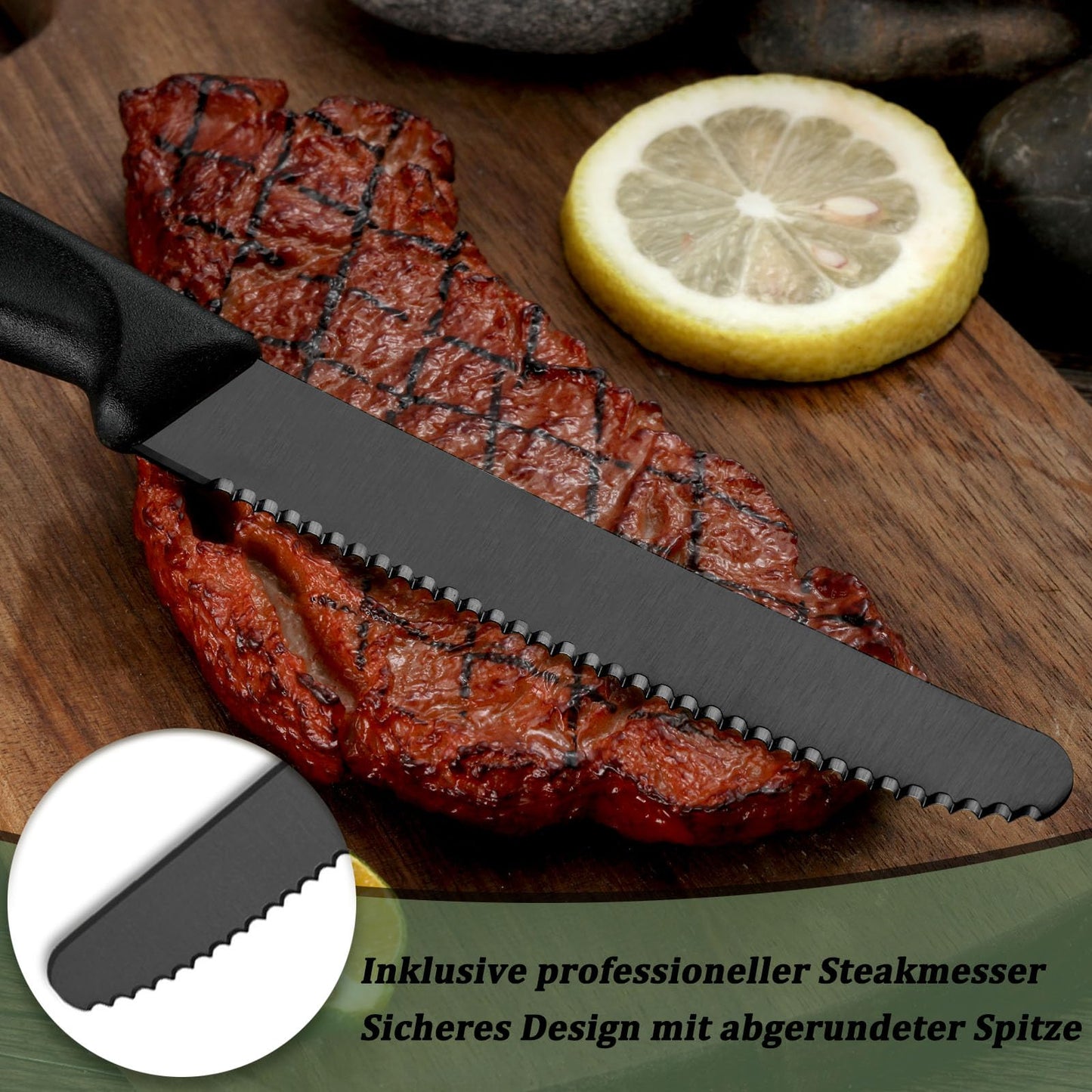 BEWOS 36-teiliges Besteck set mit Steakmesser Service für 6, Premium-Edelstahl-Bestecksets für Haus & Küche, Hochwertiges Messer-Löffel-Gabel-Besteck-Set Hochglanzpoliert, Spülmaschinenfest
