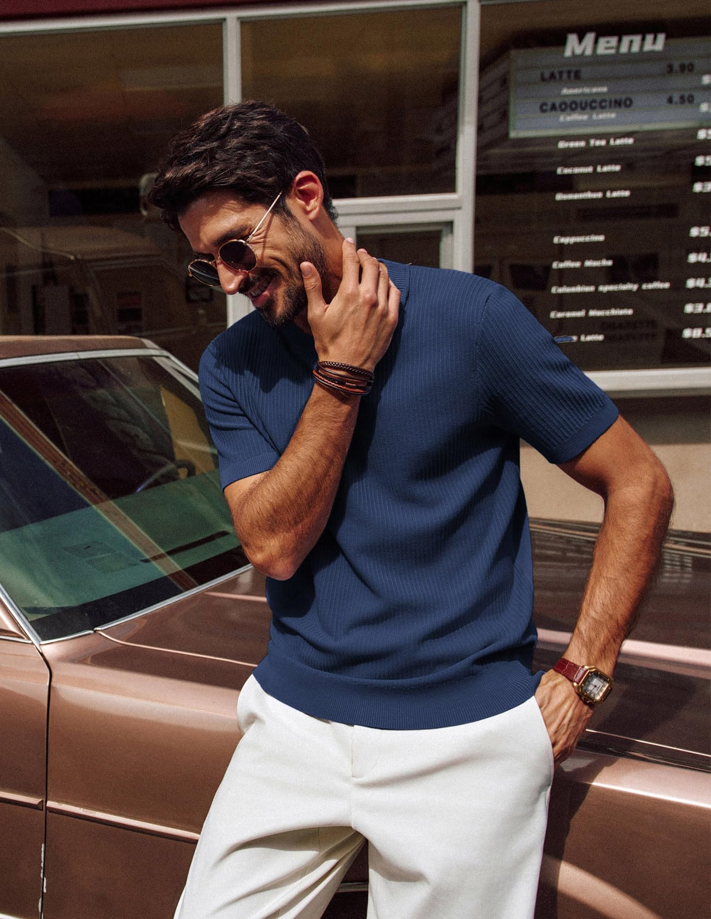 Men’s Short Sleeve Knitted Crew Neck T-Shirt