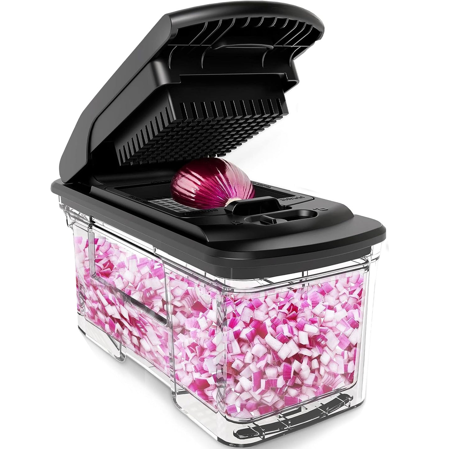 Gemüseschneider Mandoline Gemüsehobel - Gemüse Schneider Gurkenhobel Zwiebelschneider Kartoffelschneider Obstschneider - Reibe für Gemüse und Käse - Julienneschneider (6-in-1 Kompakt Weiß)