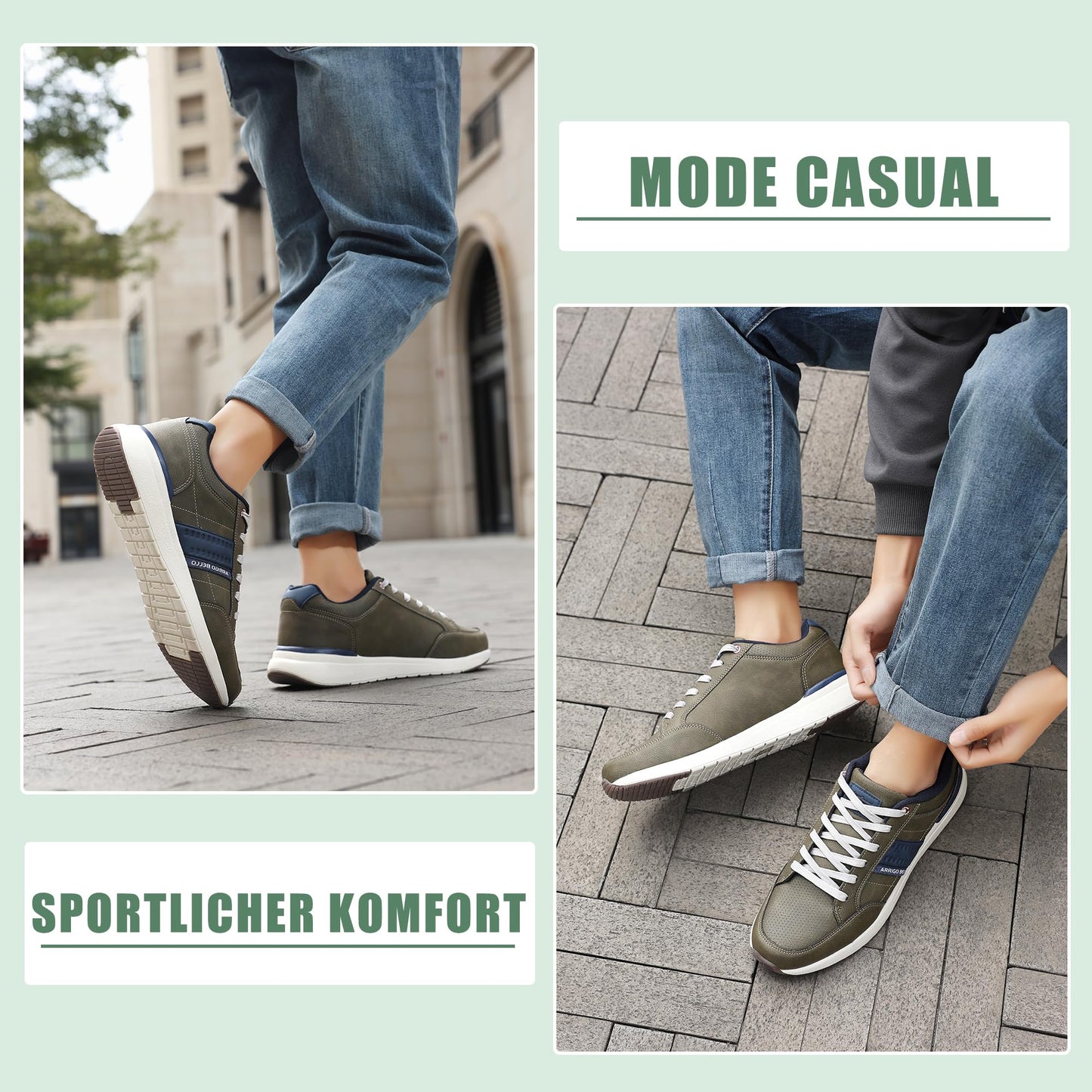 Men’s Casual Fashion Sneakers – Lightweight Non-Slip Faux Leather Shoes