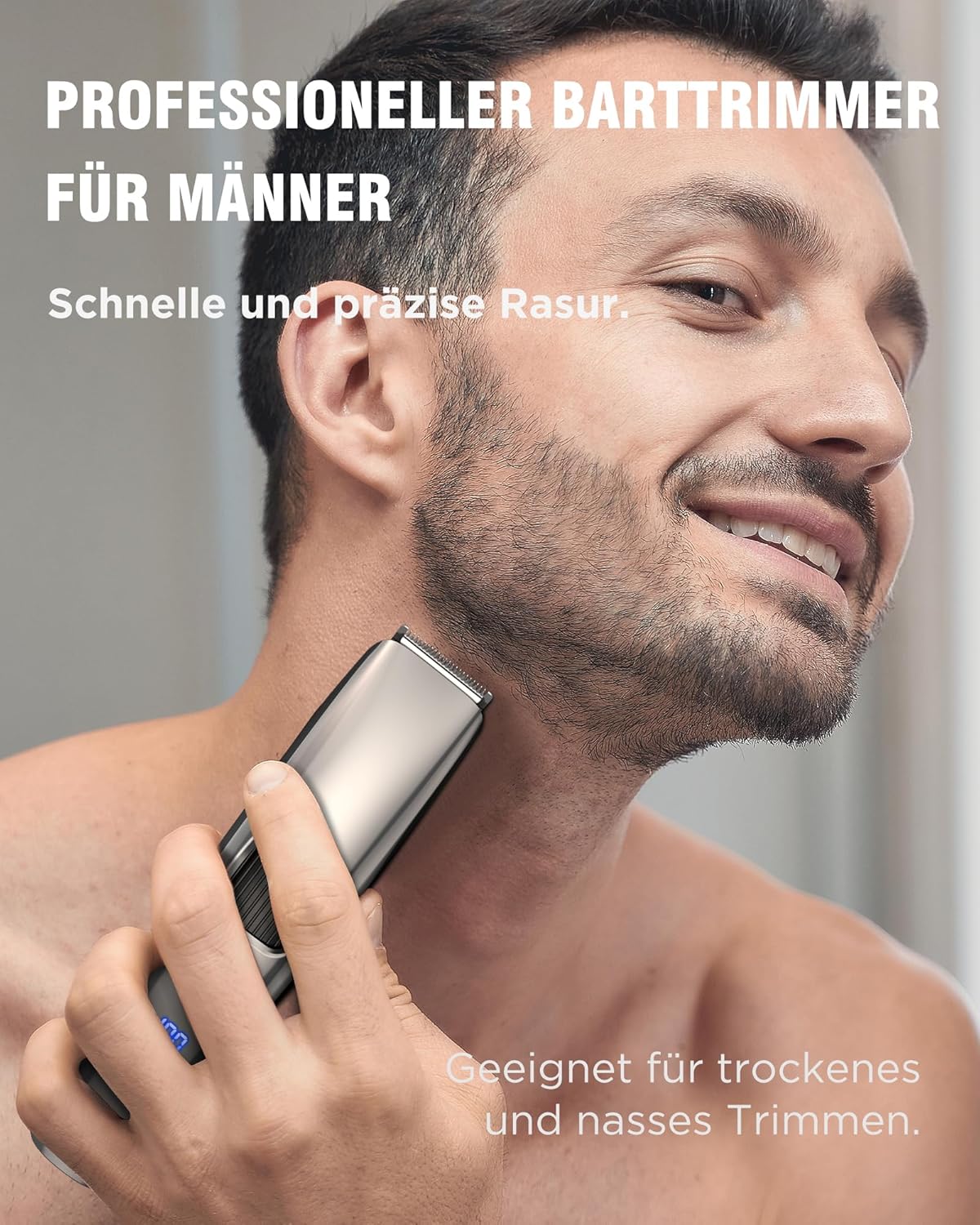 Barttrimmer Herren,Rasierer Herren Elektrisch mit Batterieanzeige, Bartschneider Trimmer Haarschneider mit ZoomRad(1-10mm),Gesichtshaartrimmer Intimrasierer Shaver,Full Body Hair Groomer für Männ,USB