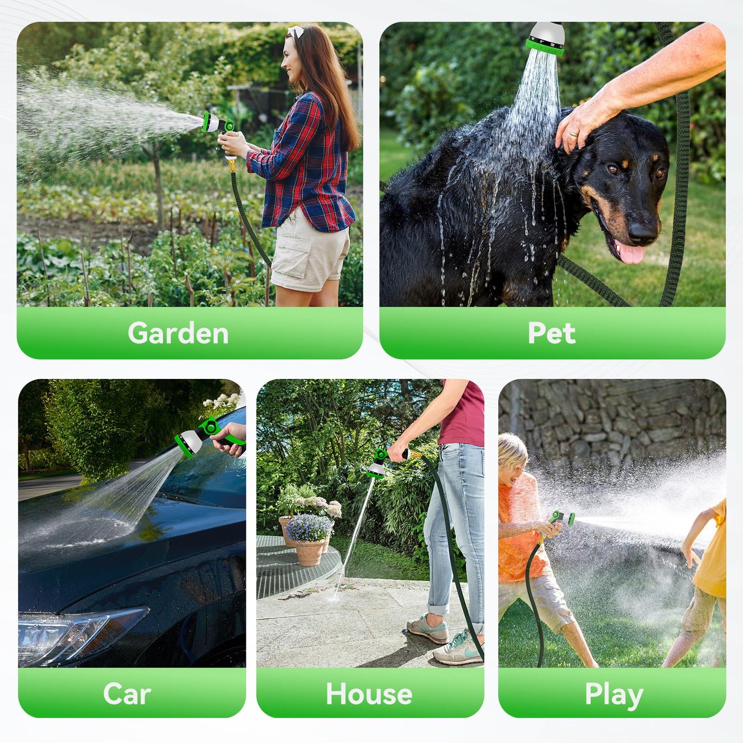 Yofidra Flexibler Gartenschlauch 30m, 3 Lagiger Latex Wasserschlauch mit 3/4 Zoll und 1/2 Zoll Metallanschlüsse, 3450D-Gewebe, Knickfrei, Strapazierfähiger Garden Hose Schlauch mit 10 Düse