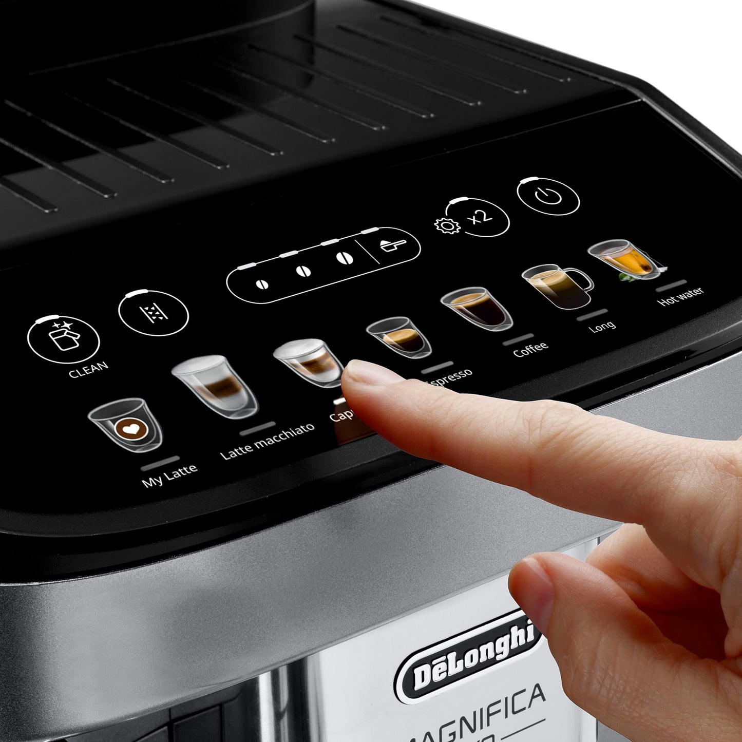 De'Longhi Magnifica Evo ECAM 292.81.B Kaffeevollautomat mit LatteCrema Milchsystem, 7 Direktwahltasten für Cappuccino, Espresso und weitere Kaffeespezialitäten, 2-Tassen-Funktion, Schwarz