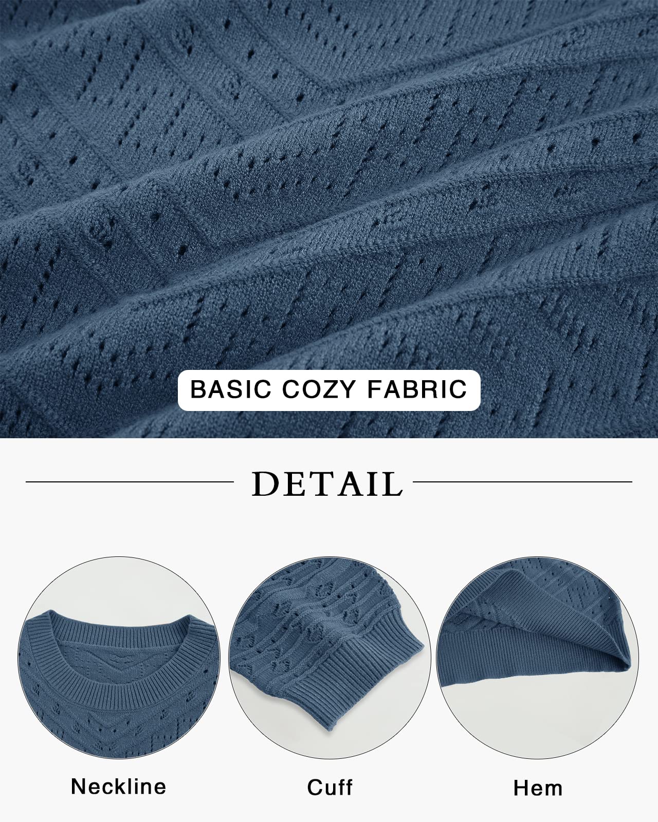 Women's Short Sleeve Knit Sweater – Casual Round Neck Puff Sleeve Pullover