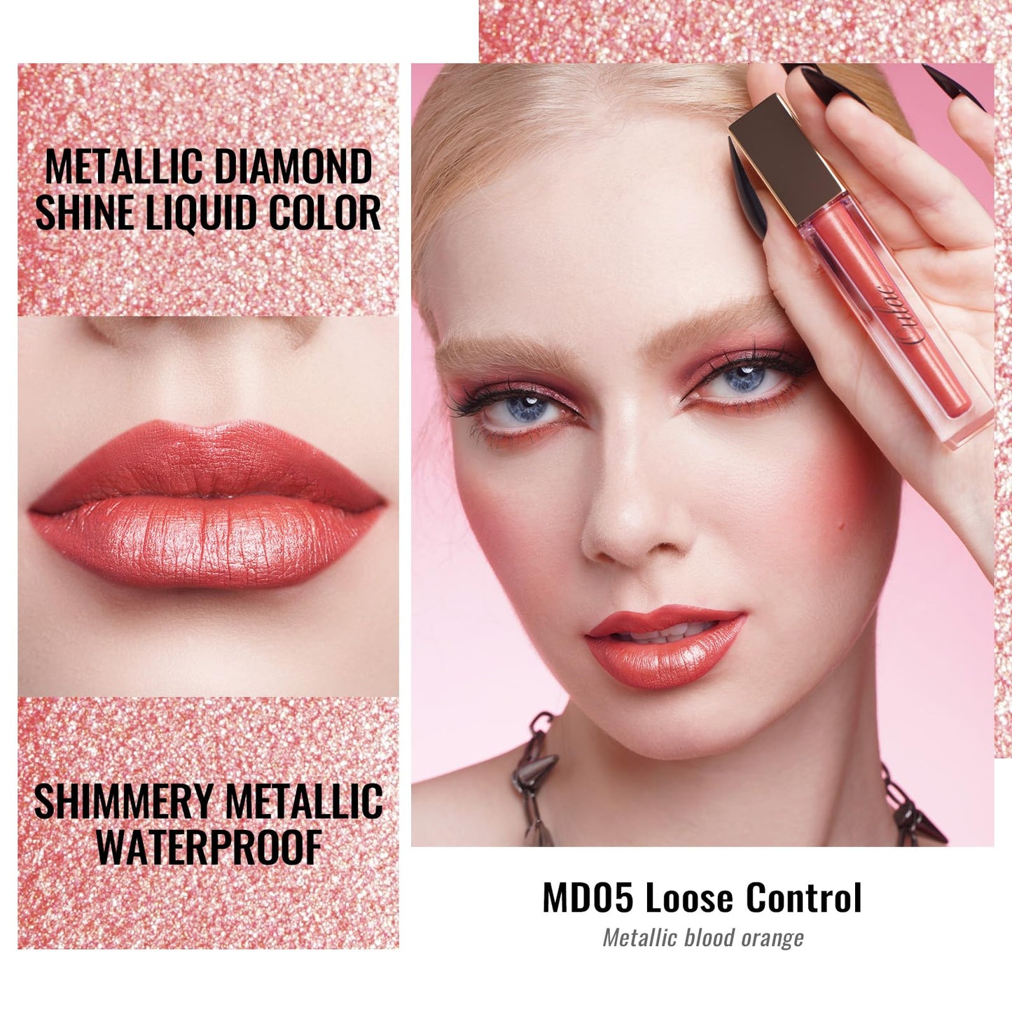 Oulac Metallic Glitter 2-in-1 Lipstick Eyeshadow Long-Lasting Waterproof High-Pigment