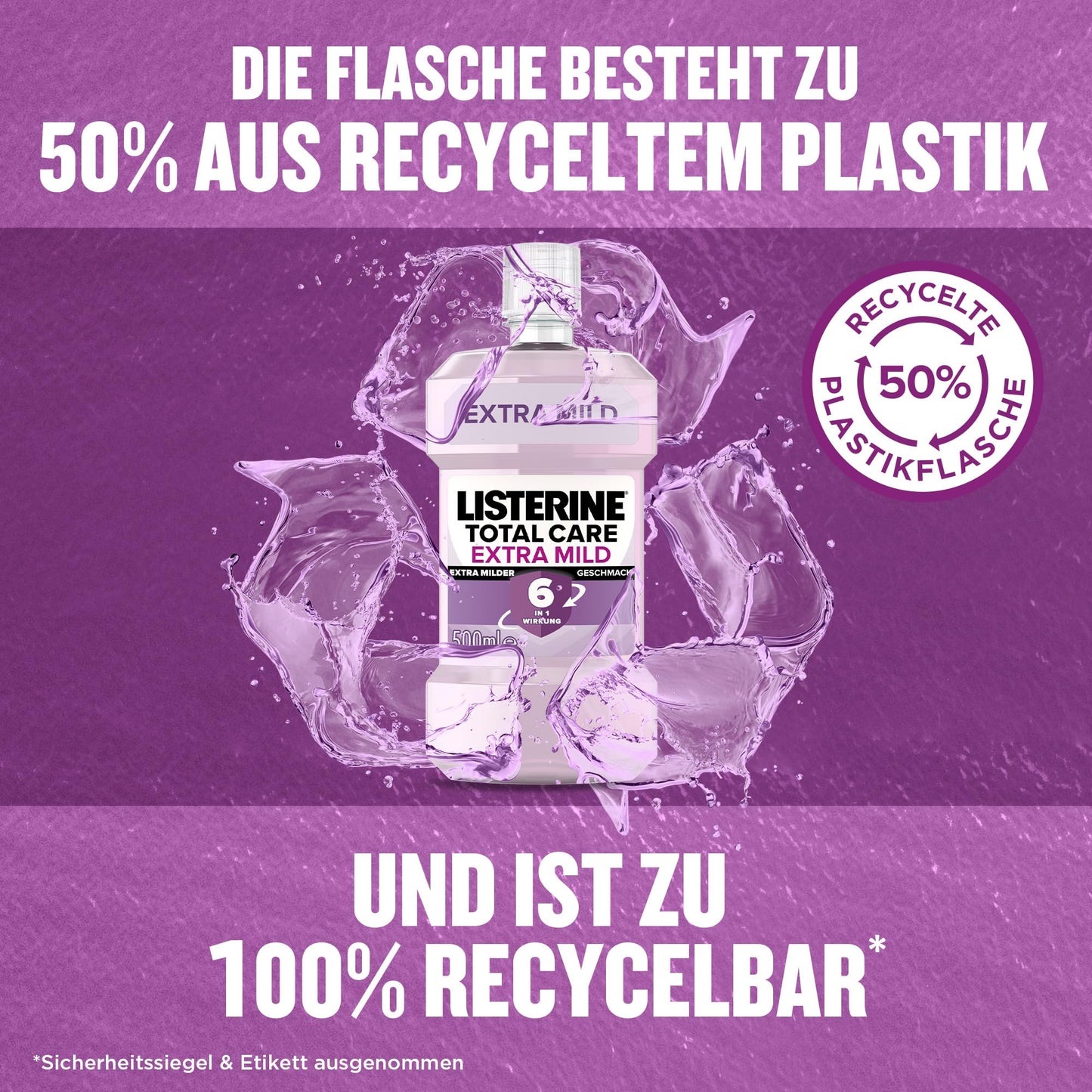 LISTERINE Smart Kidz Mild Berry (500 ml), antibakterielle Kinder Mundspülung ohne Alkohol & ohne Zucker, Mundwasser schützt vor Karies, geeignet für Kinder ab 6 Jahren