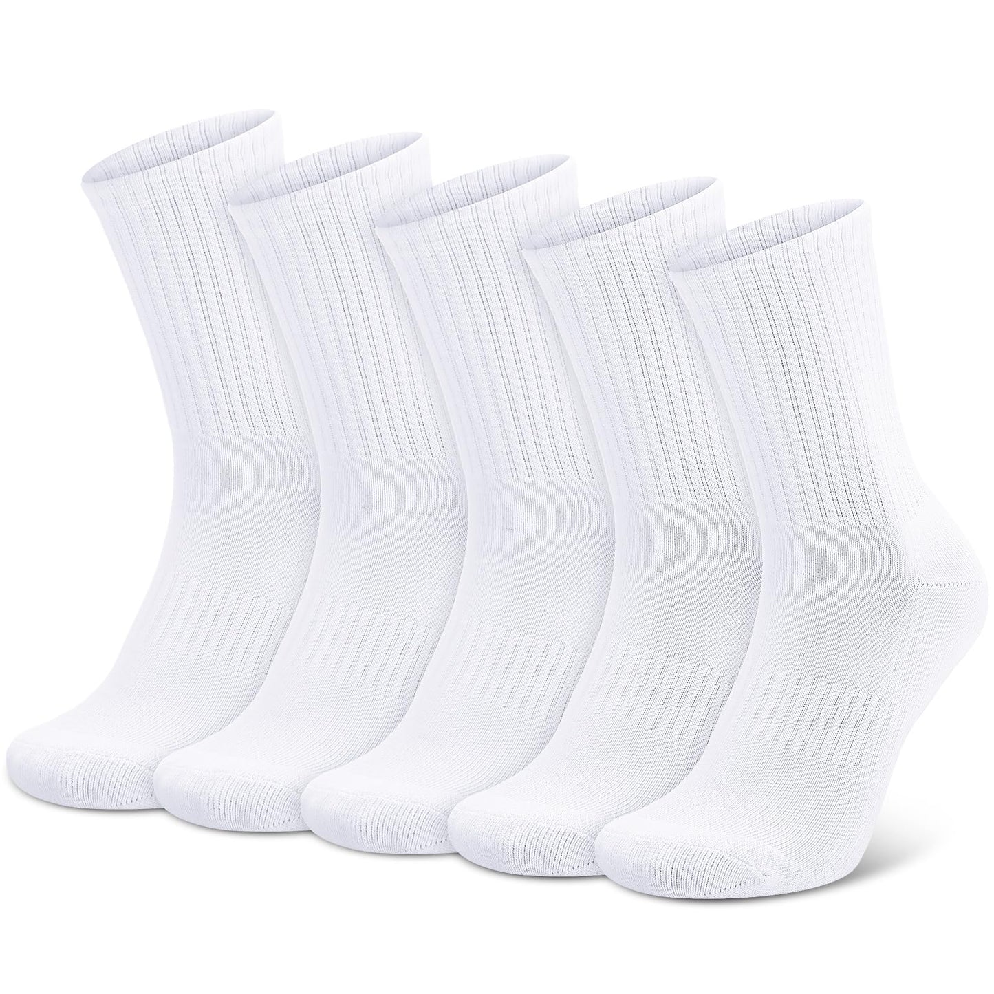 5 Pairs Sports Socks for Men – Breathable Cushioned Cotton Crew Socks