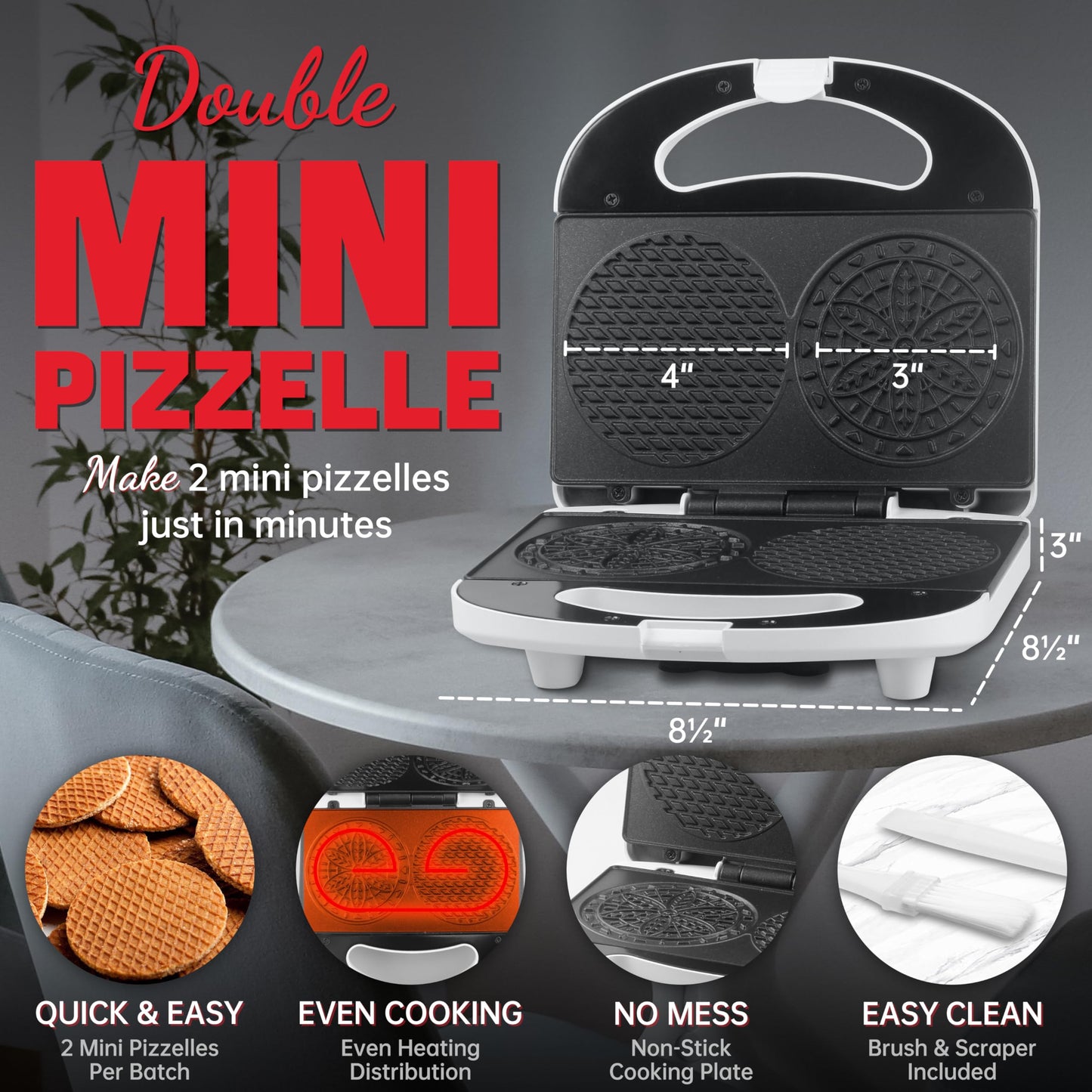 SugarWhisk Mini Waffeleisen Kinder, Doppelwaffeleisen, Kleines Waffeleisen mit Antihaftbeschichtung, Mini Waffle Maker, für Familienfeiern, Kindergeburtstage, Ostern oder Weihnachten, Weiß