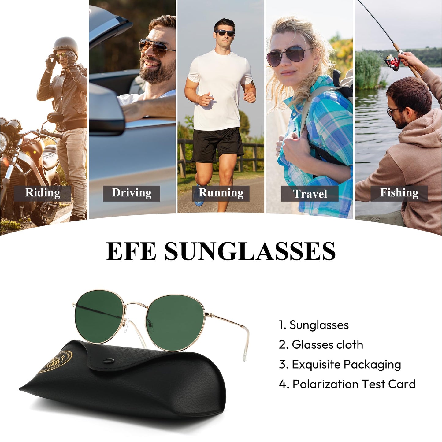 EFE Sonnenbrille-Herren-Damen-Polarisiert-Rechteckig-Sonnenbrillen Unisex Retro Klassische Vintage Polarisierte Brille UV400 Schutz Classic Sunglasses Eckig für Fahren