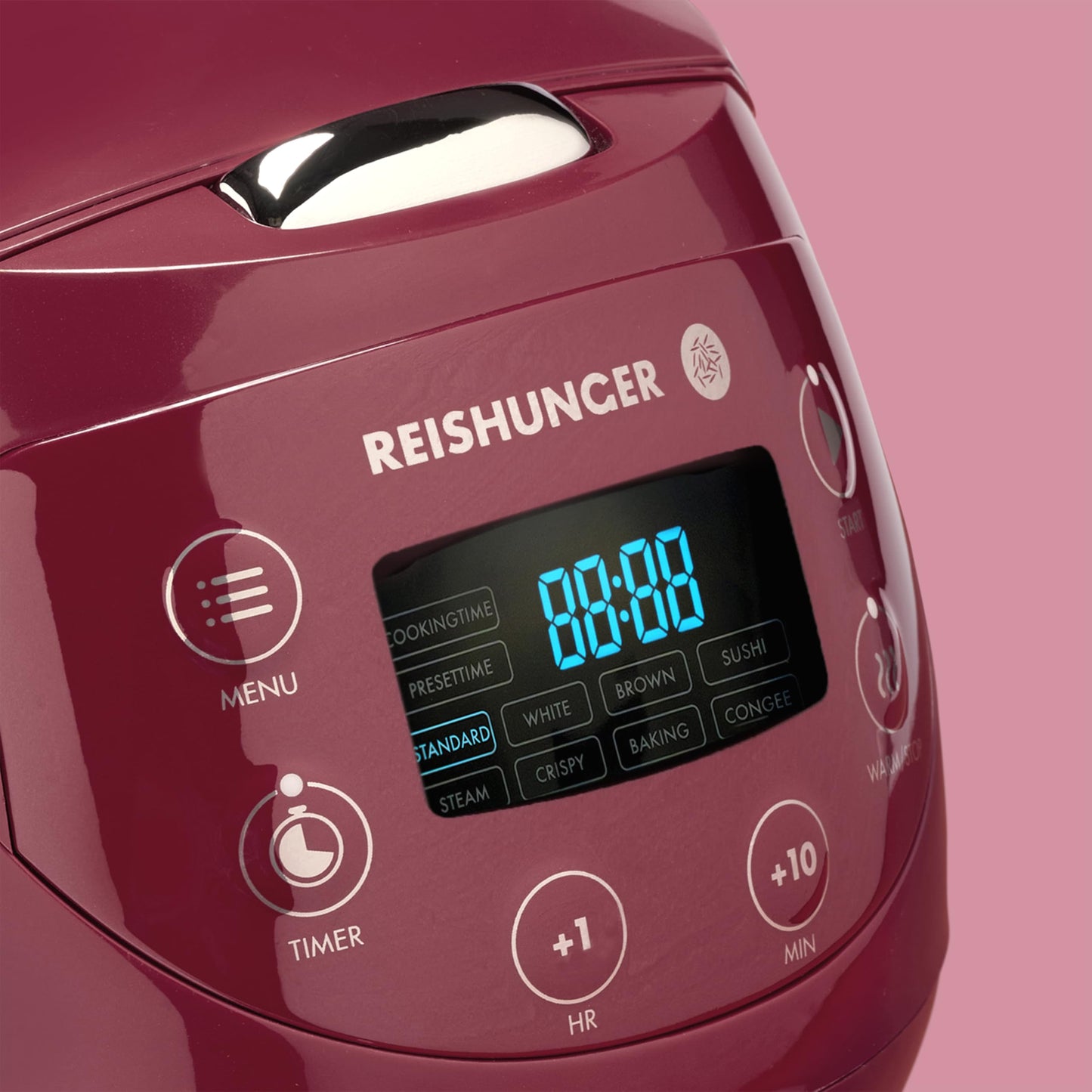 REISHUNGER Digitaler Reiskocher klein, schwarz | 0,6 L bis 3 Personen | Warmhaltefunktion, Timer & Premium Topf | Kleiner Multikocher & Dampfgarer, 8 Programme, 7-Phasen-Technologie